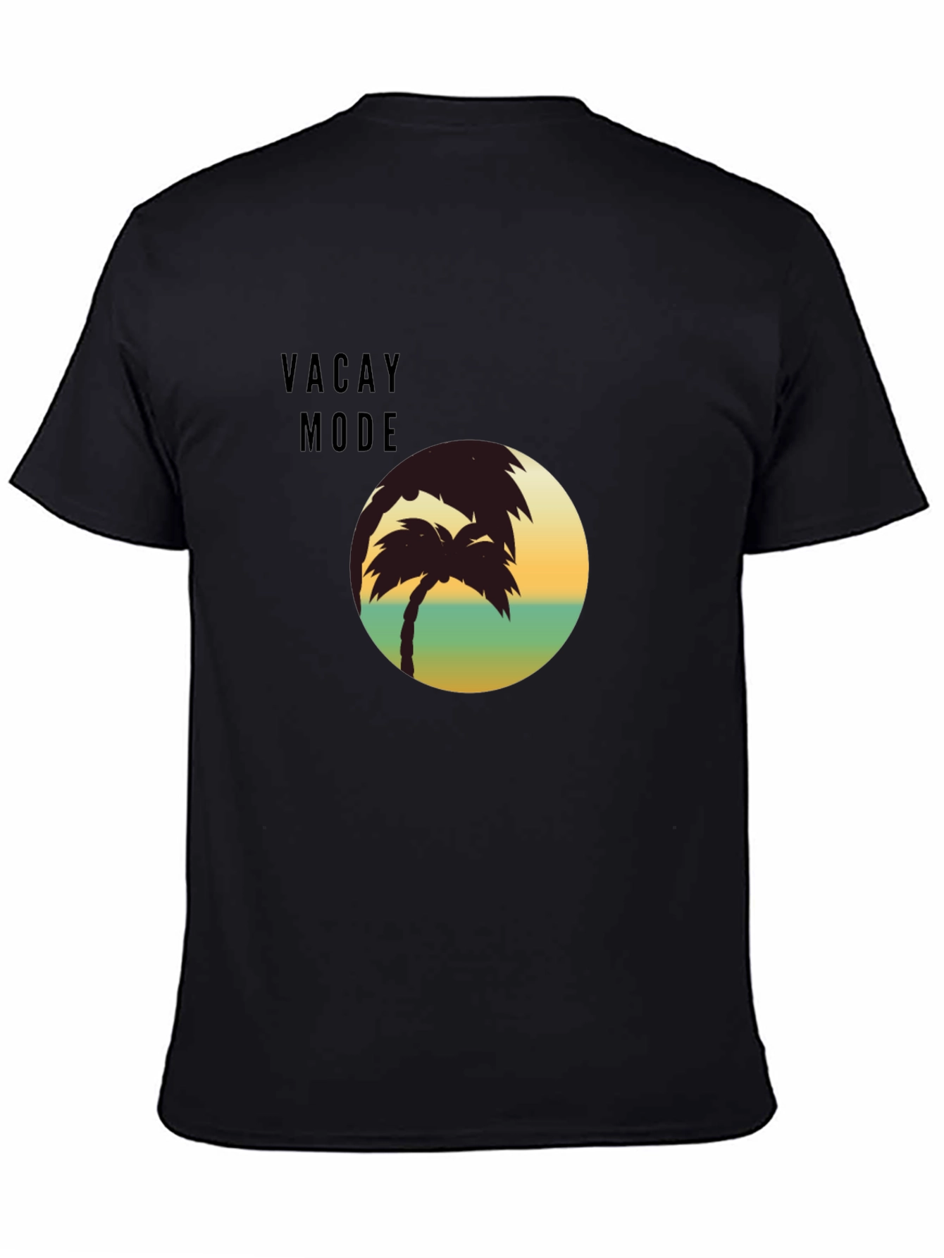 Vacay Mode Palm Tree Graphic T-Shirt - Black