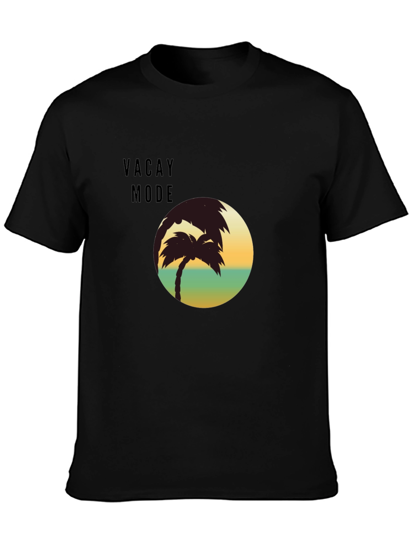 Vacay Mode Palm Tree Graphic T-Shirt - Black