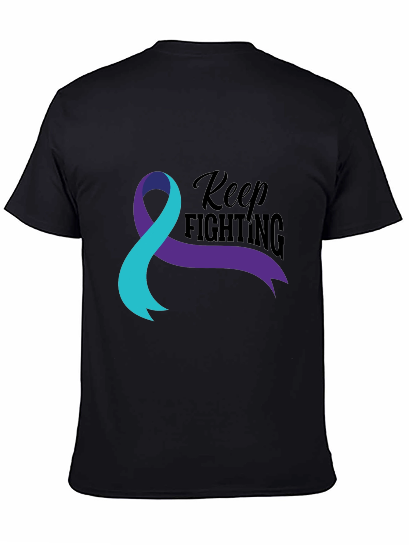 Keep Fighting T-Shirt Teal and Purple Ribbon Awareness