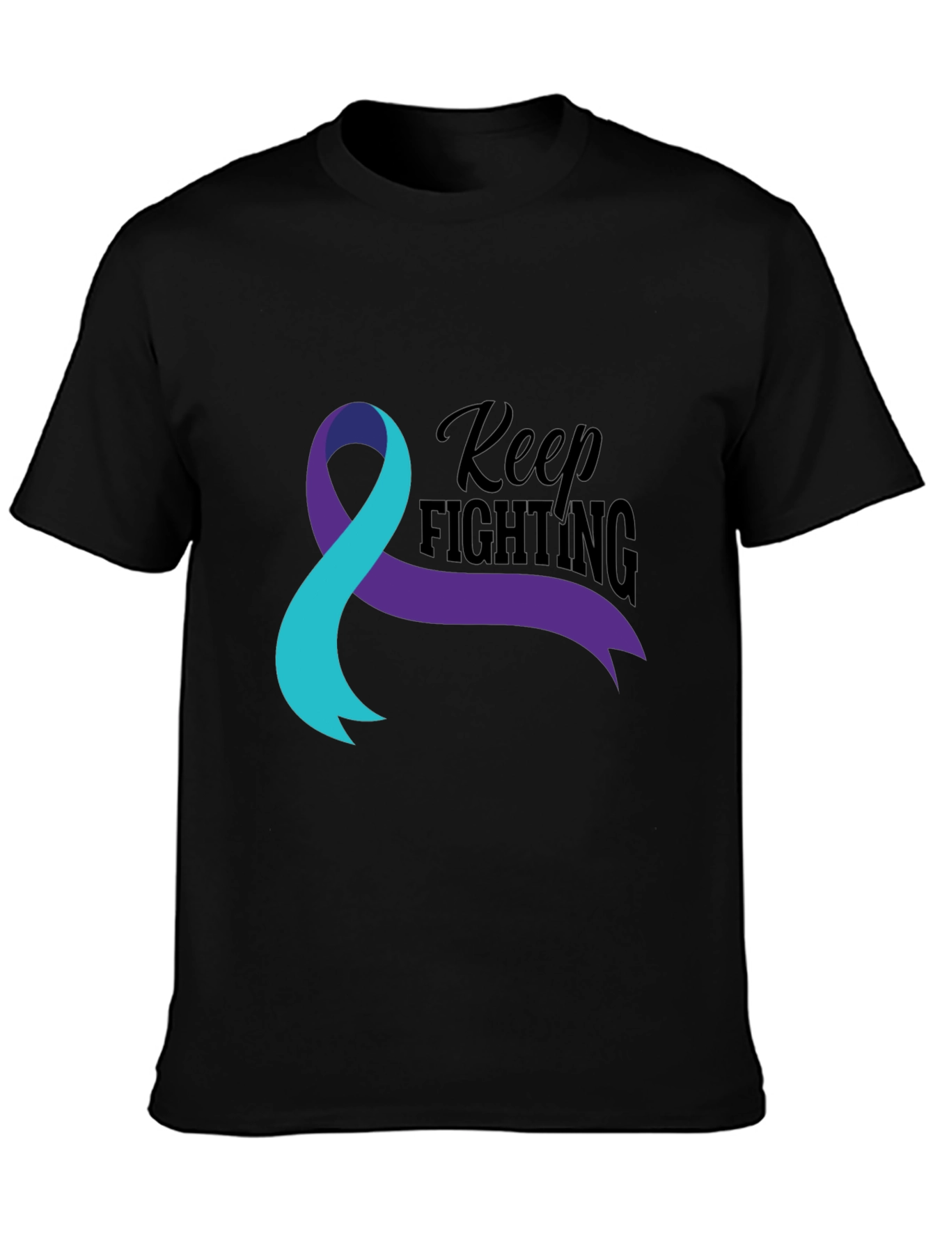 Keep Fighting T-Shirt Teal and Purple Ribbon Awareness