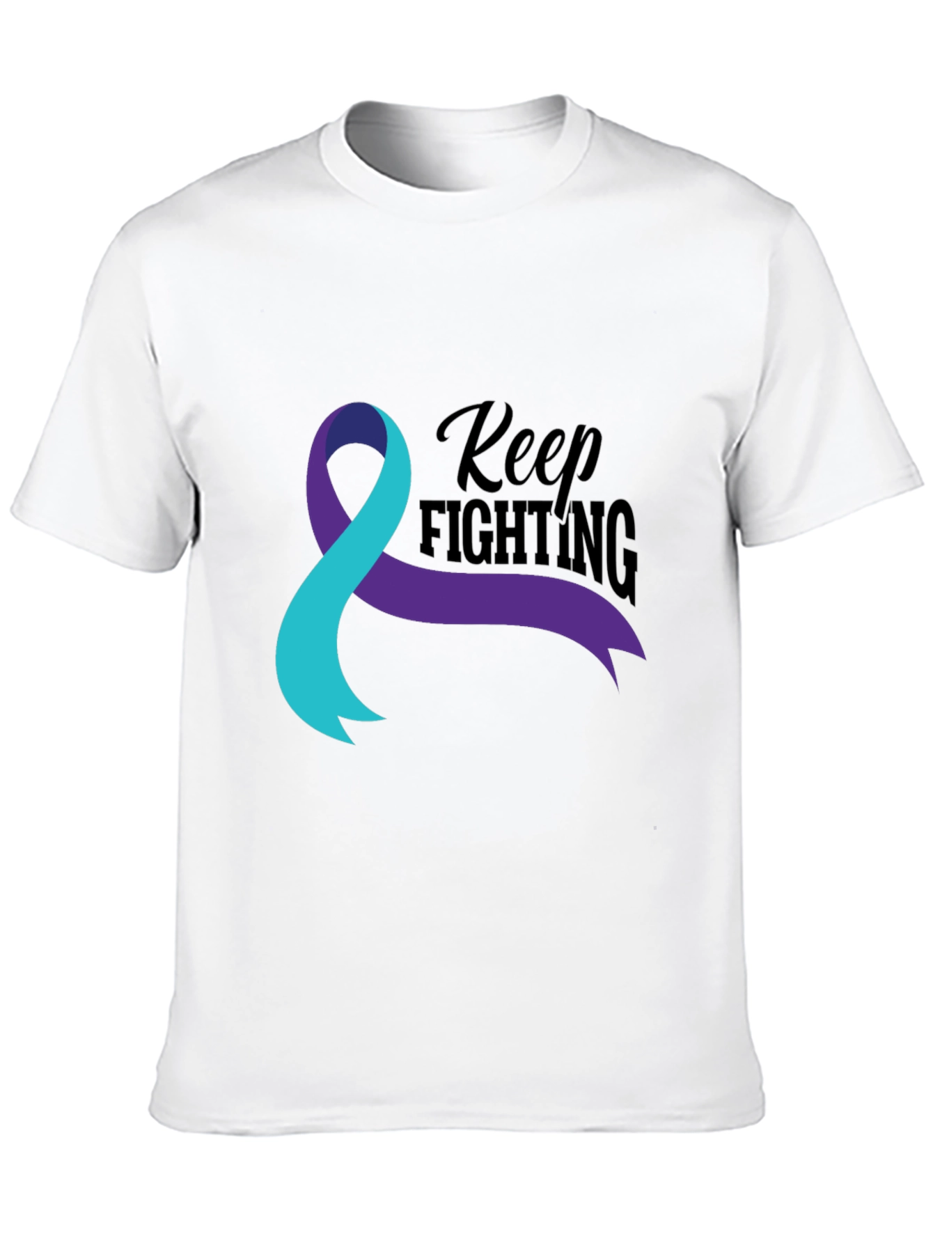 Keep Fighting T-Shirt Teal and Purple Ribbon Awareness