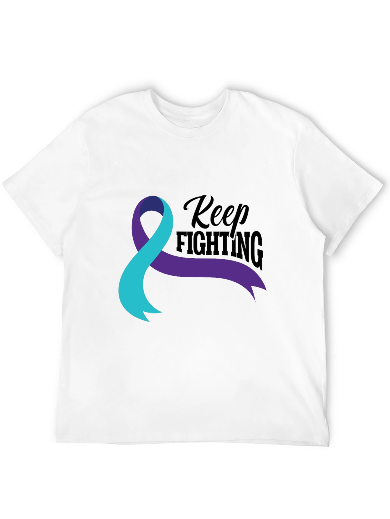 Keep Fighting T-Shirt Teal and Purple Ribbon Awareness