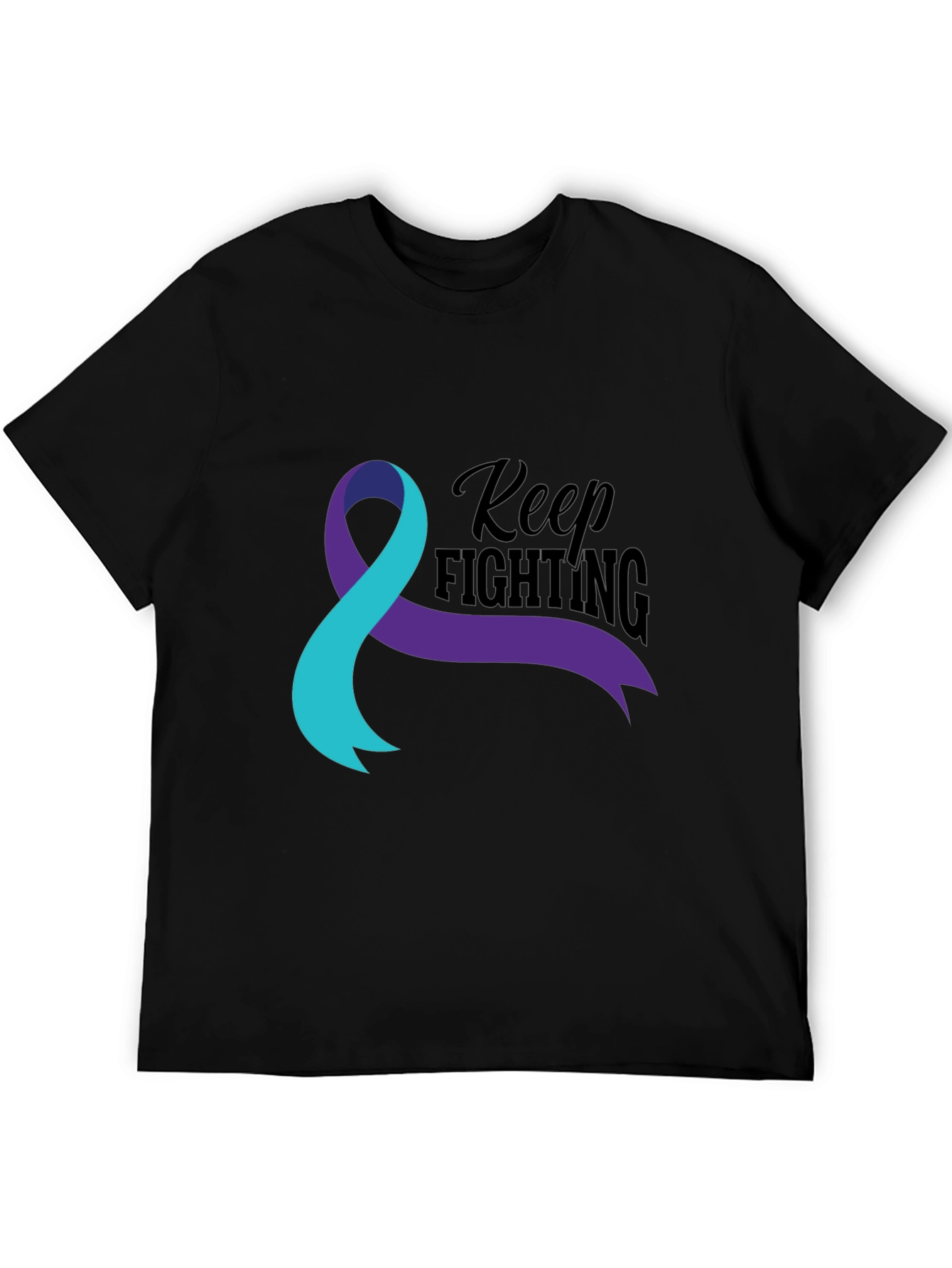 Keep Fighting T-Shirt Teal and Purple Ribbon Awareness