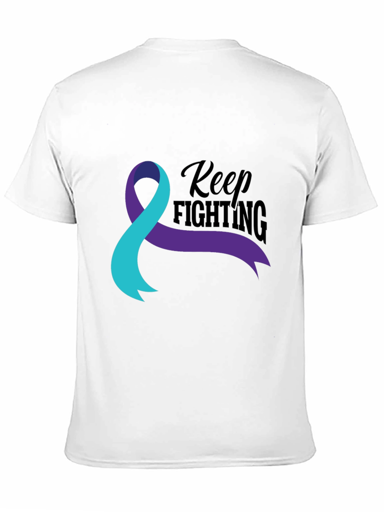 Keep Fighting T-Shirt Teal and Purple Ribbon Awareness