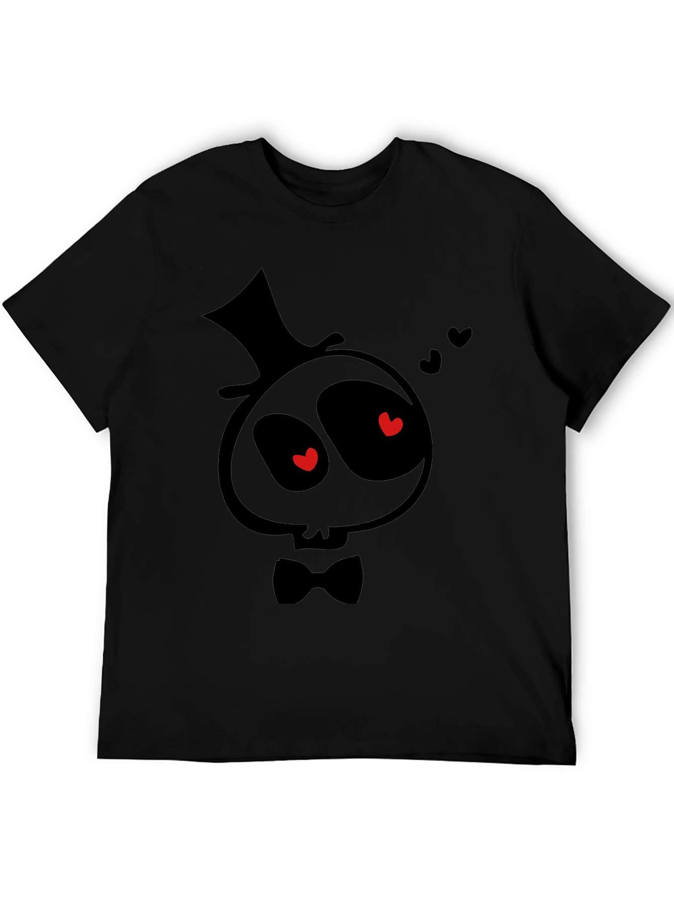Spooky Valentines T-Shirt - Cartoon Skull with Top Hat
