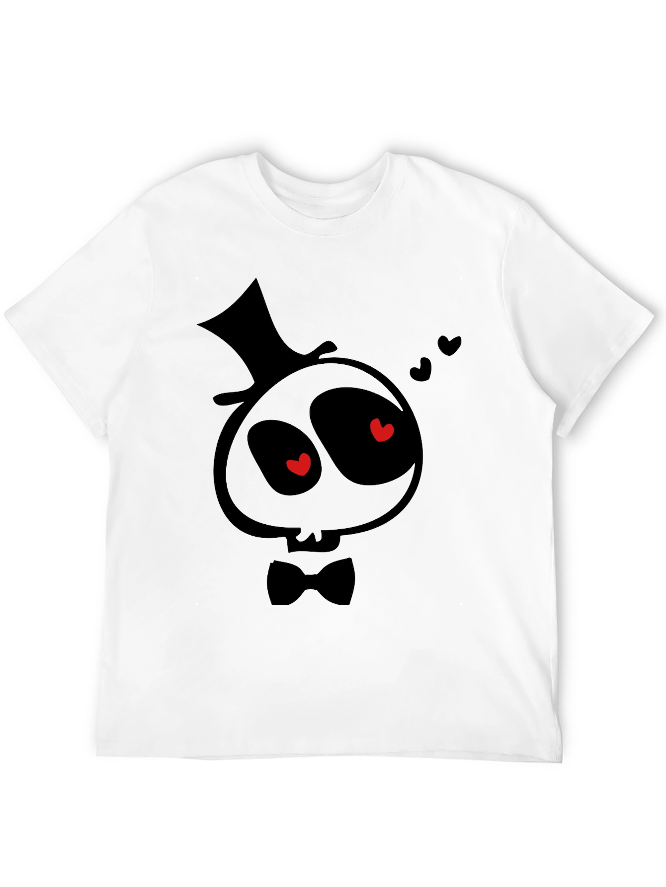 Spooky Valentines T-Shirt - Cartoon Skull with Top Hat
