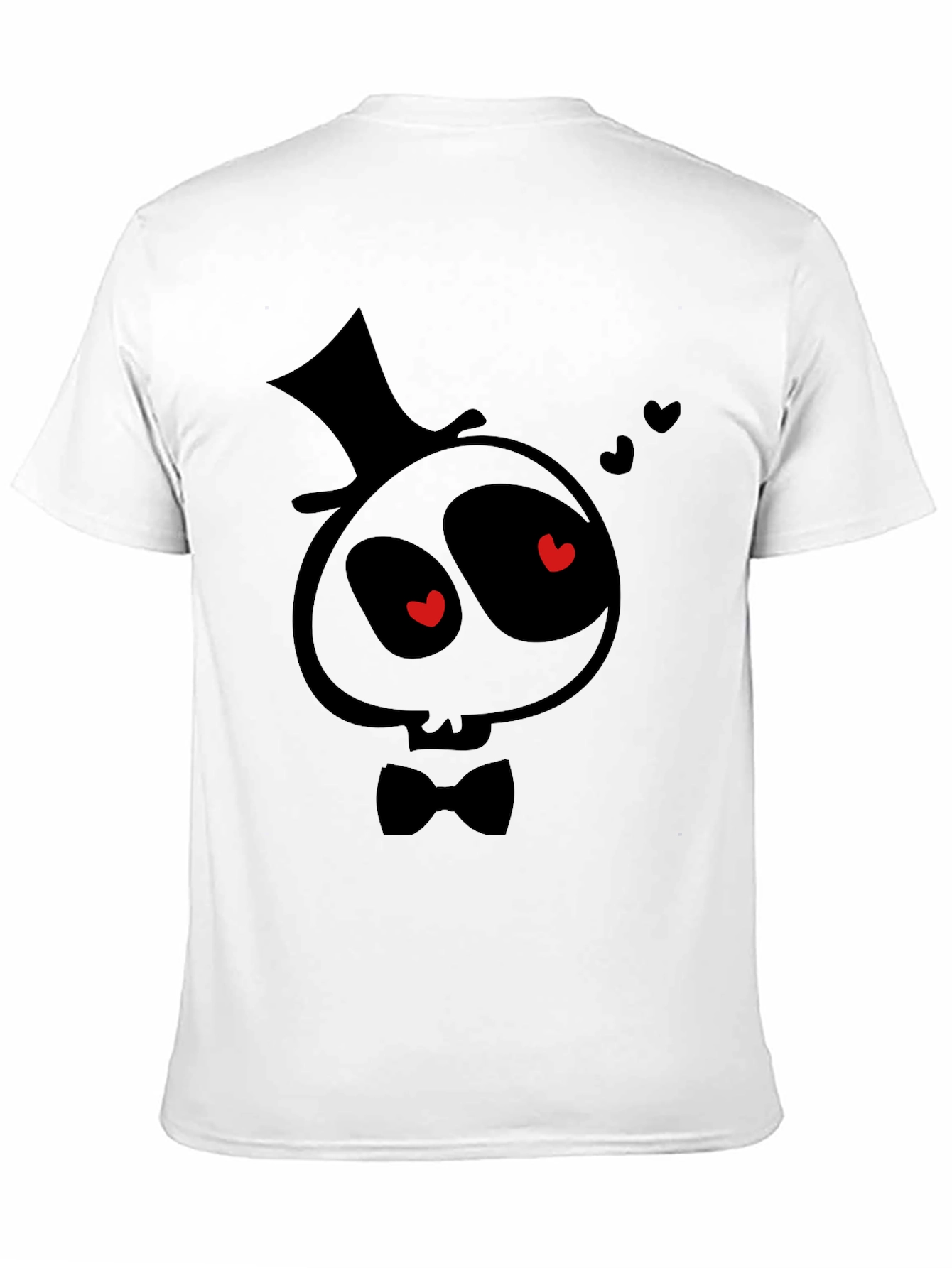 Spooky Valentines T-Shirt - Cartoon Skull with Top Hat
