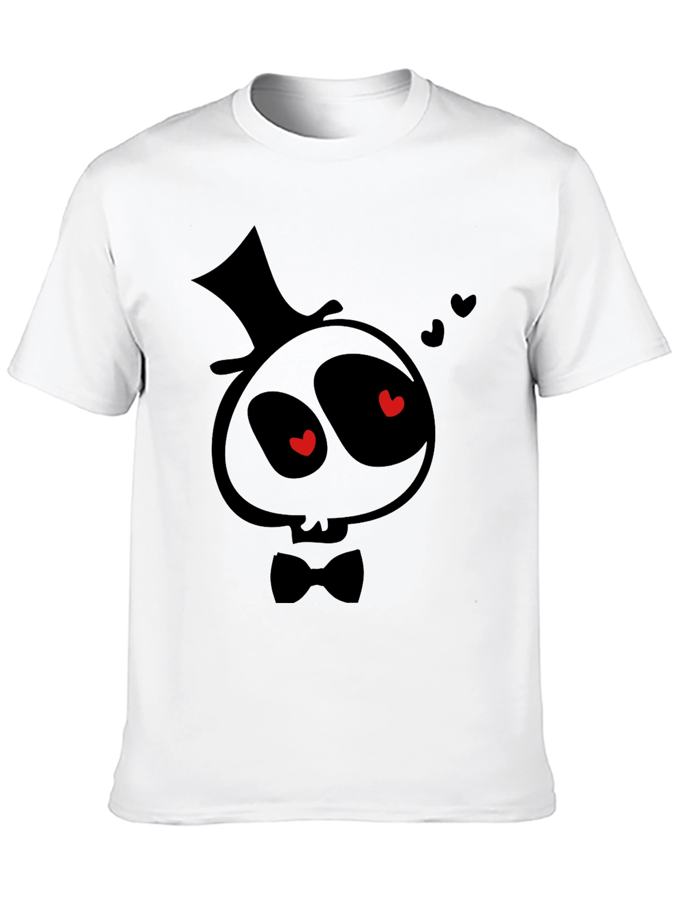 Spooky Valentines T-Shirt - Cartoon Skull with Top Hat