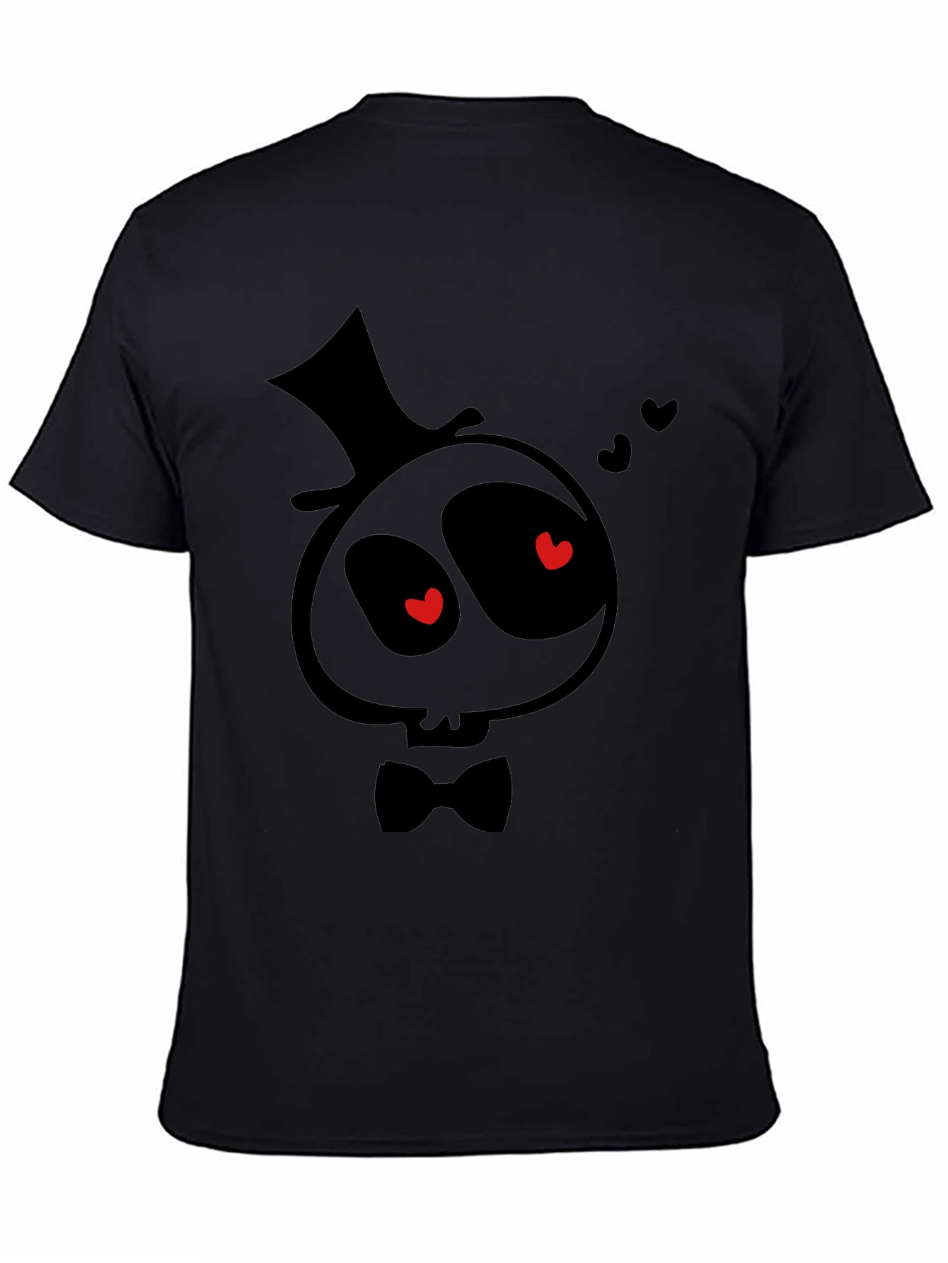 Spooky Valentines T-Shirt - Cartoon Skull with Top Hat