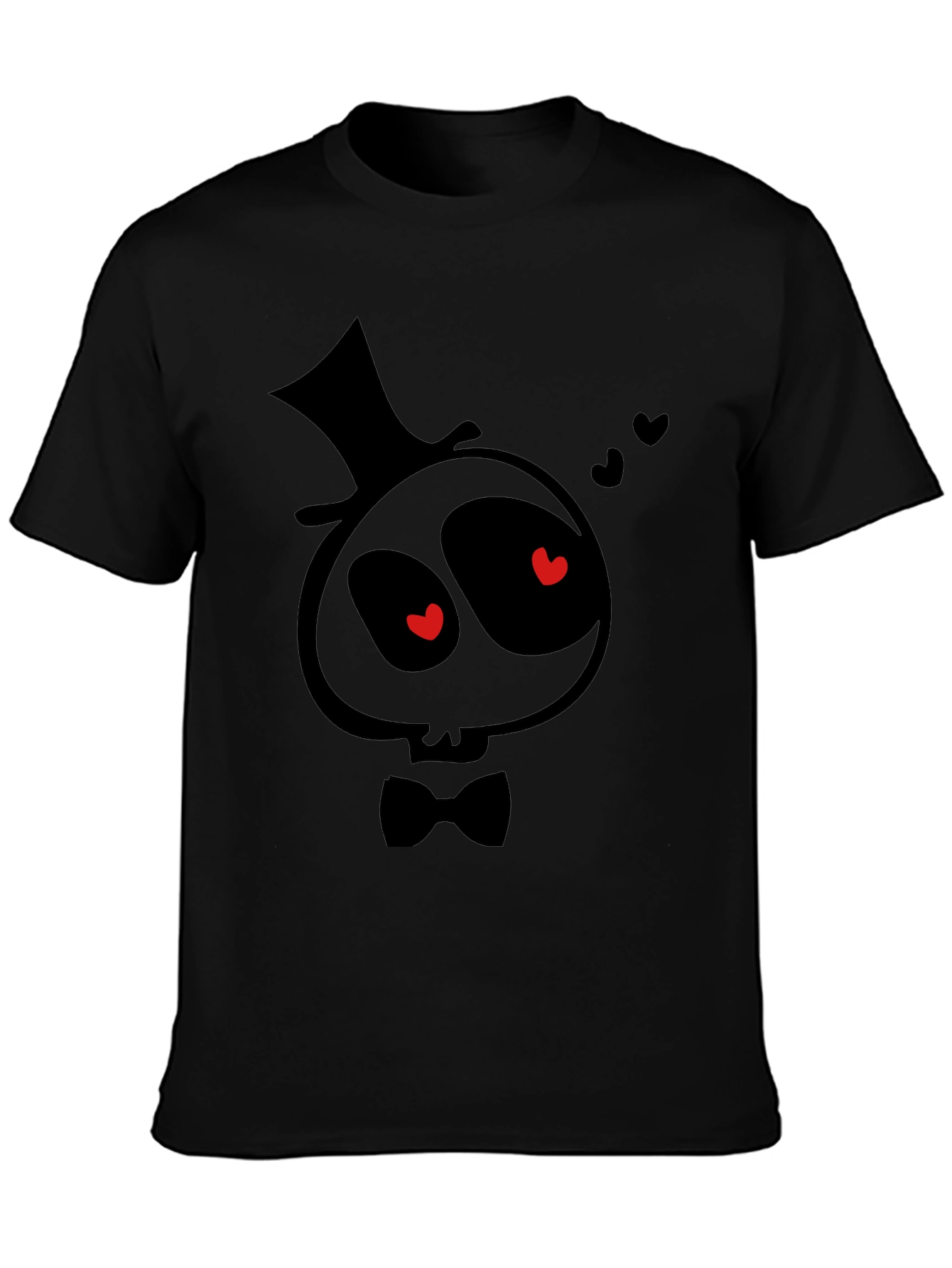 Spooky Valentines T-Shirt - Cartoon Skull with Top Hat