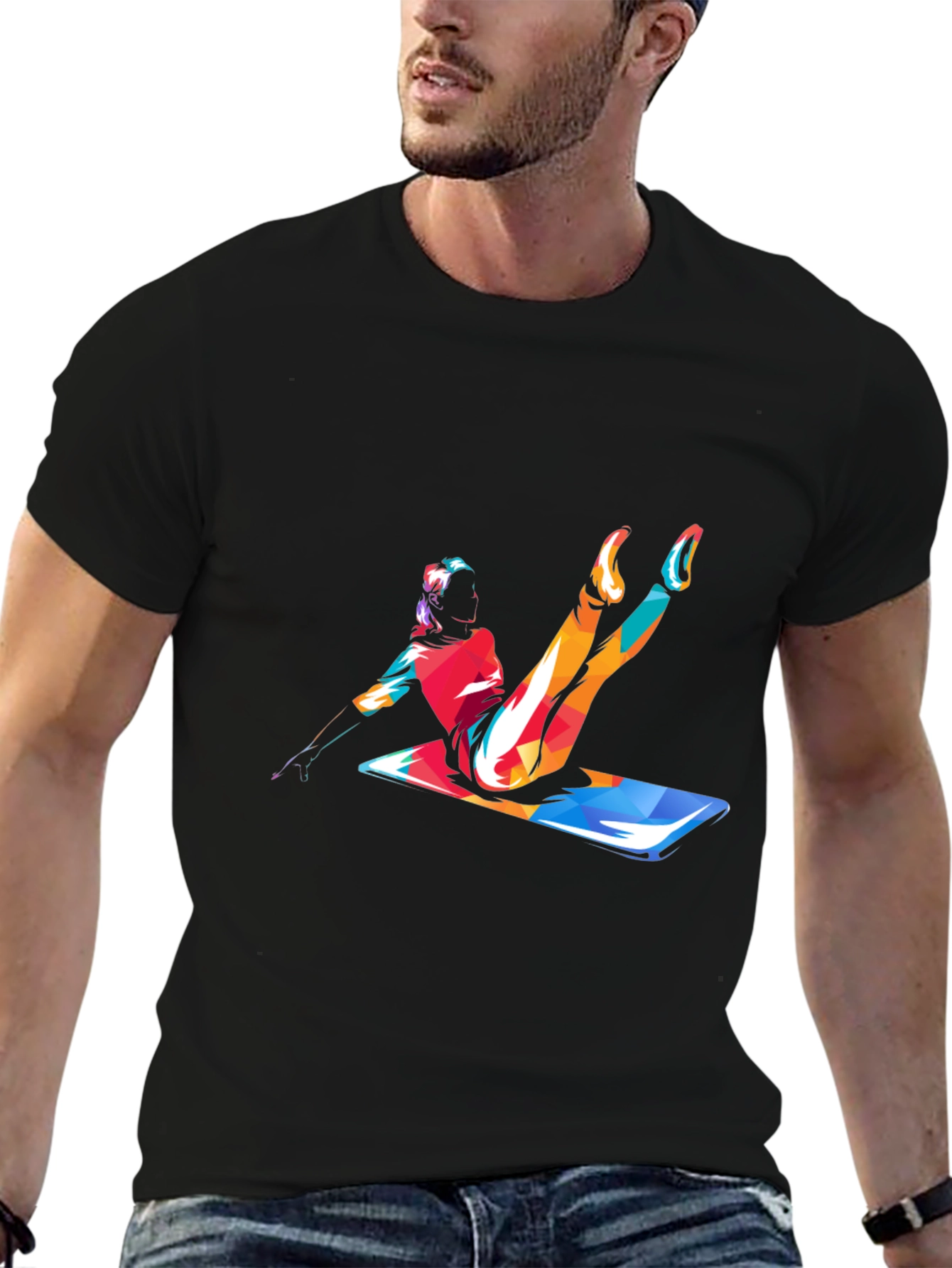 Pilates Pose Graphic Tee - Mens Black T-Shirt