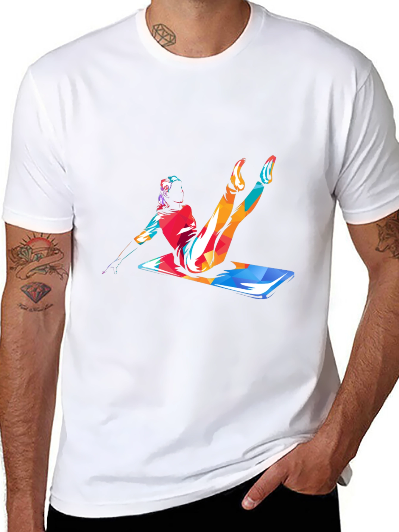 Pilates Pose Graphic Tee - Mens Black T-Shirt