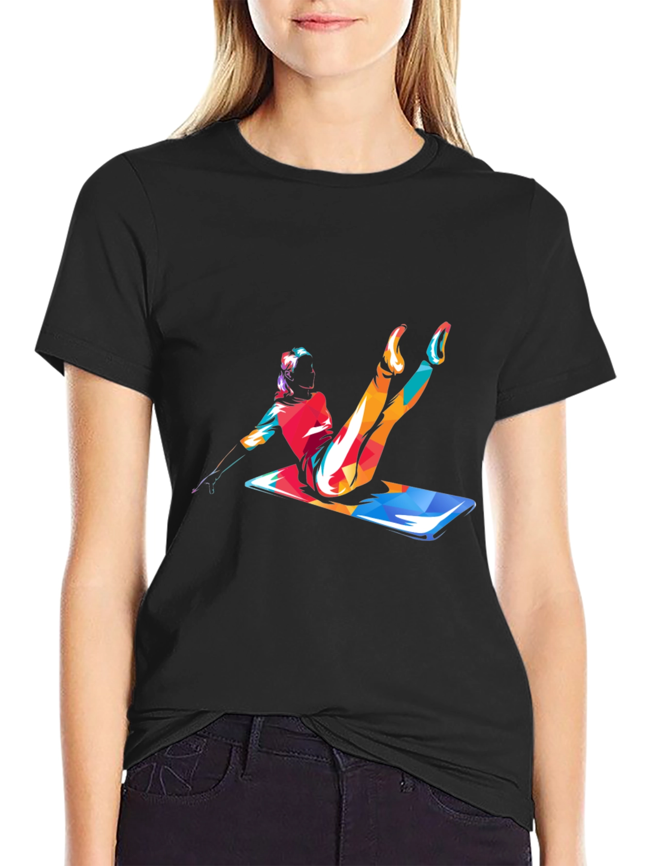 Pilates Pose Graphic Tee - Mens Black T-Shirt