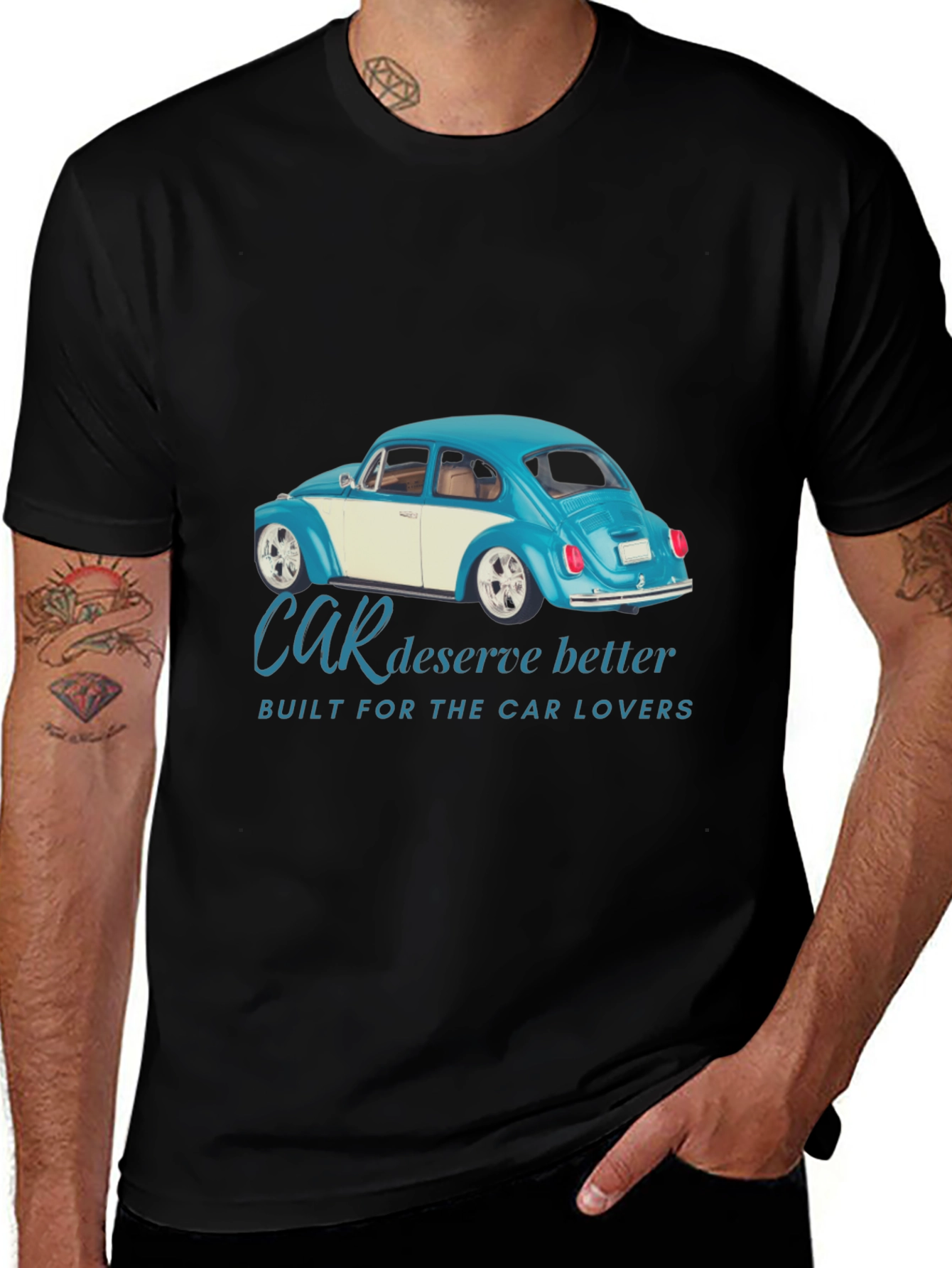 Car Lovers Black Tee - Classic Car Design