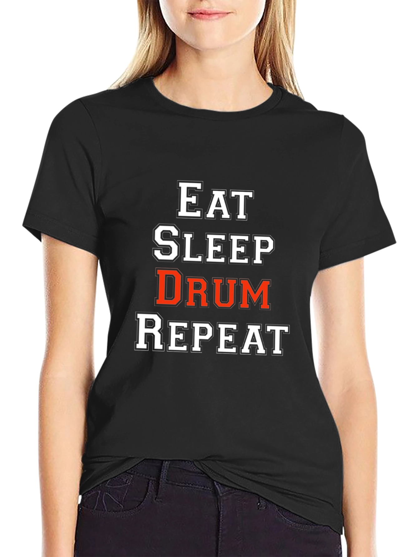 Eat Sleep Drum Repeat Black T-Shirt