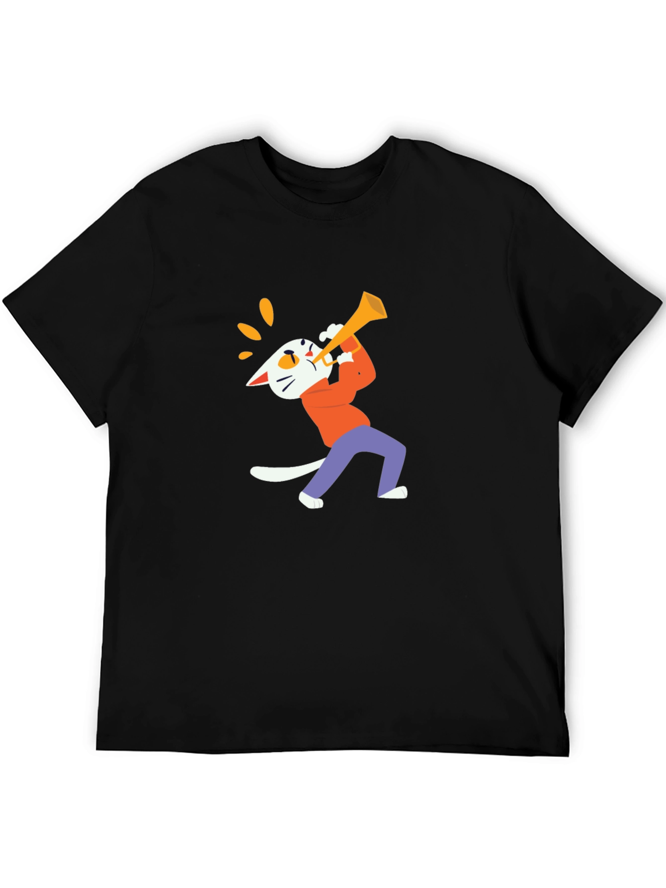 Cool Cat Trumpet Graphic Tee - Black