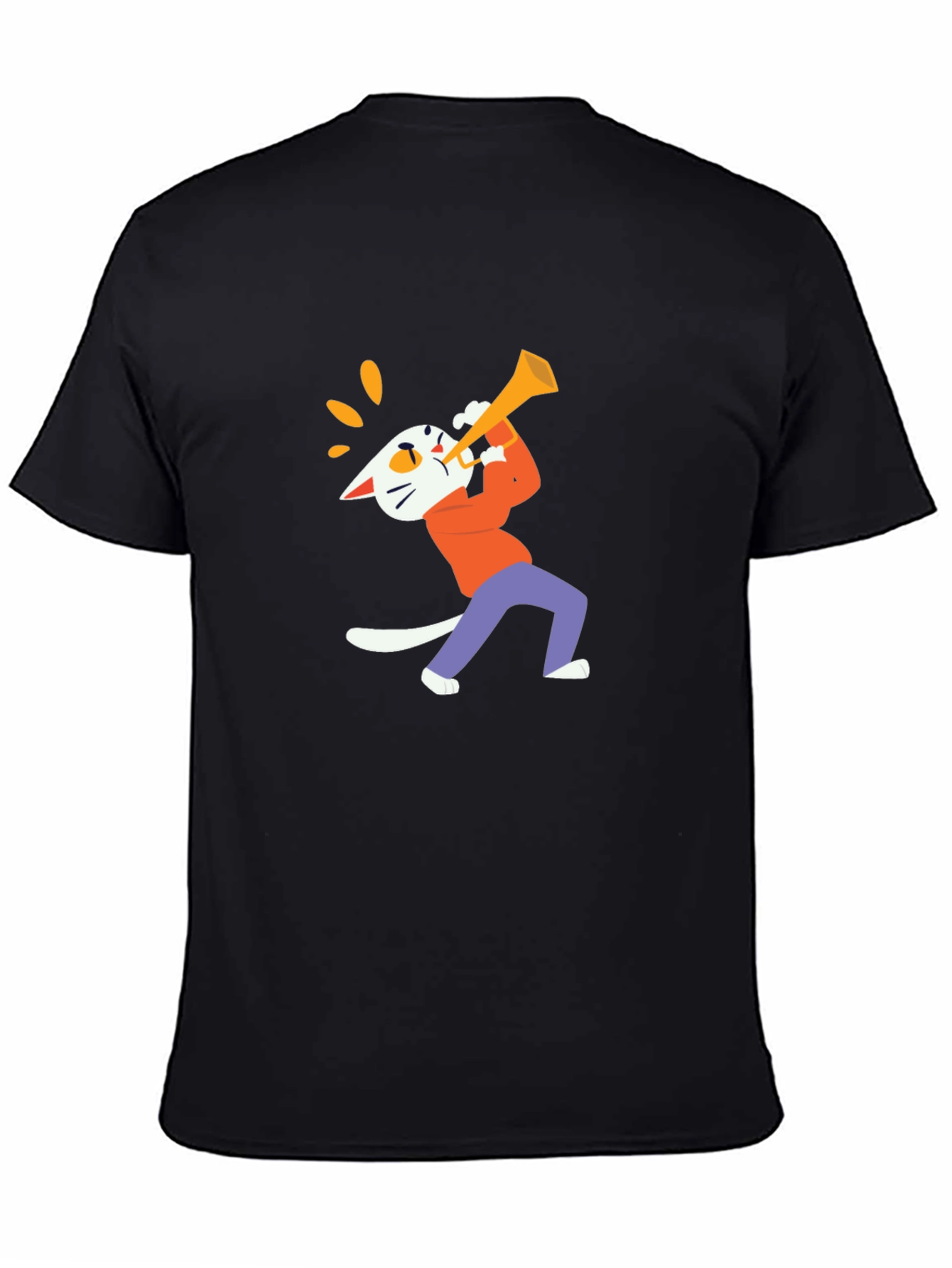 Cool Cat Trumpet Graphic Tee - Black