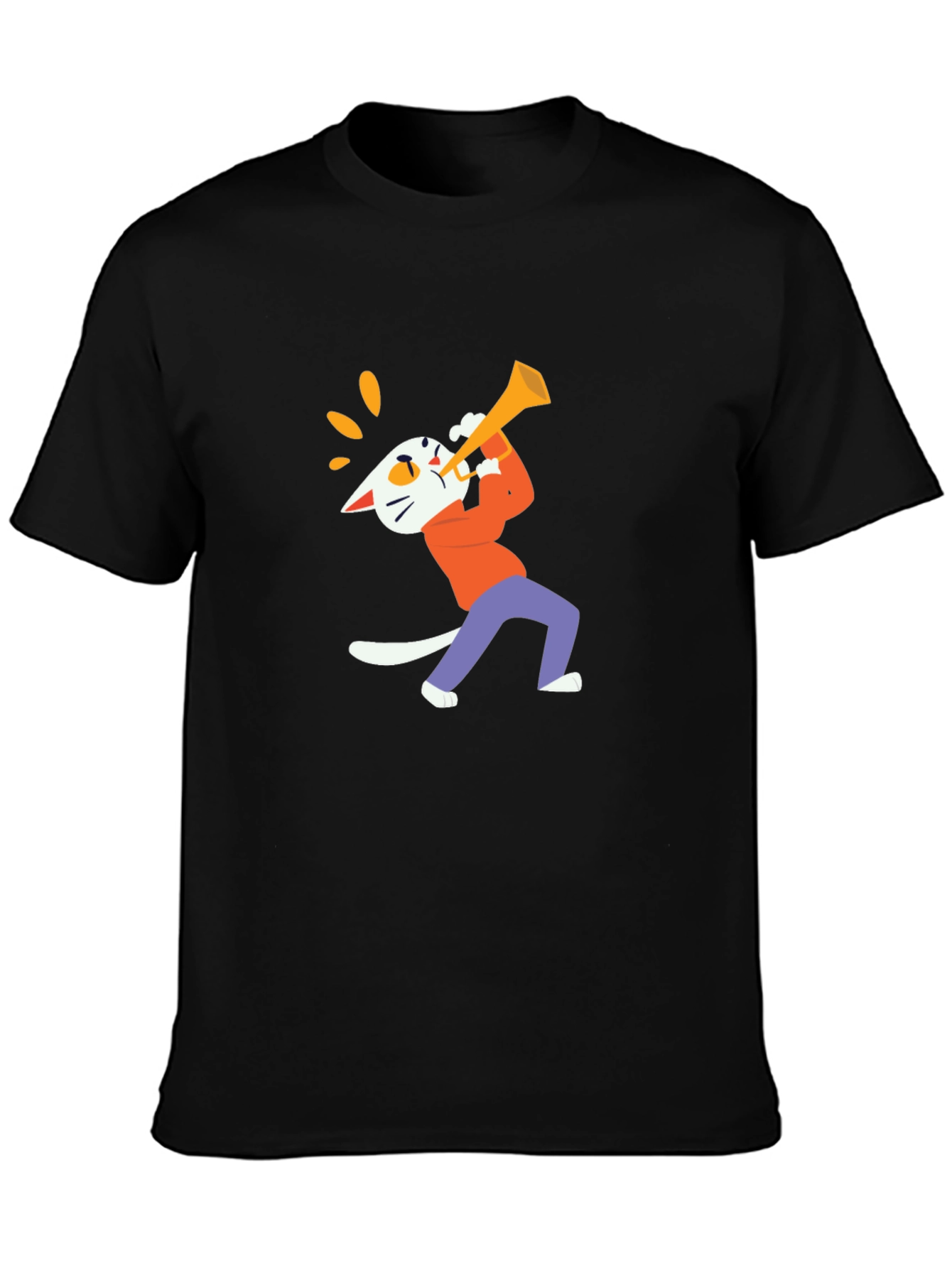 Cool Cat Trumpet Graphic Tee - Black