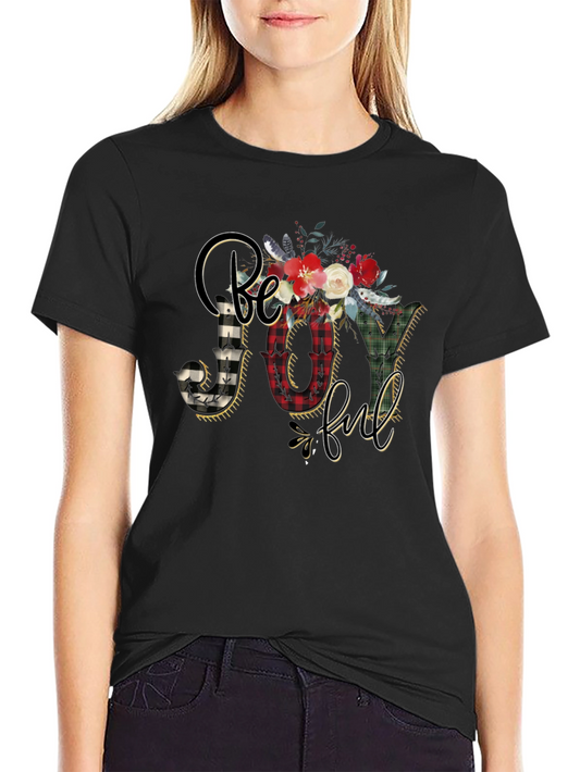 Be Joyful Floral Plaid Graphic Tee