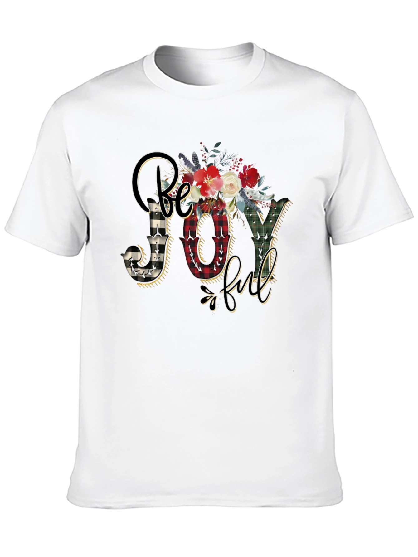 Be Joyful Floral Plaid Graphic Tee