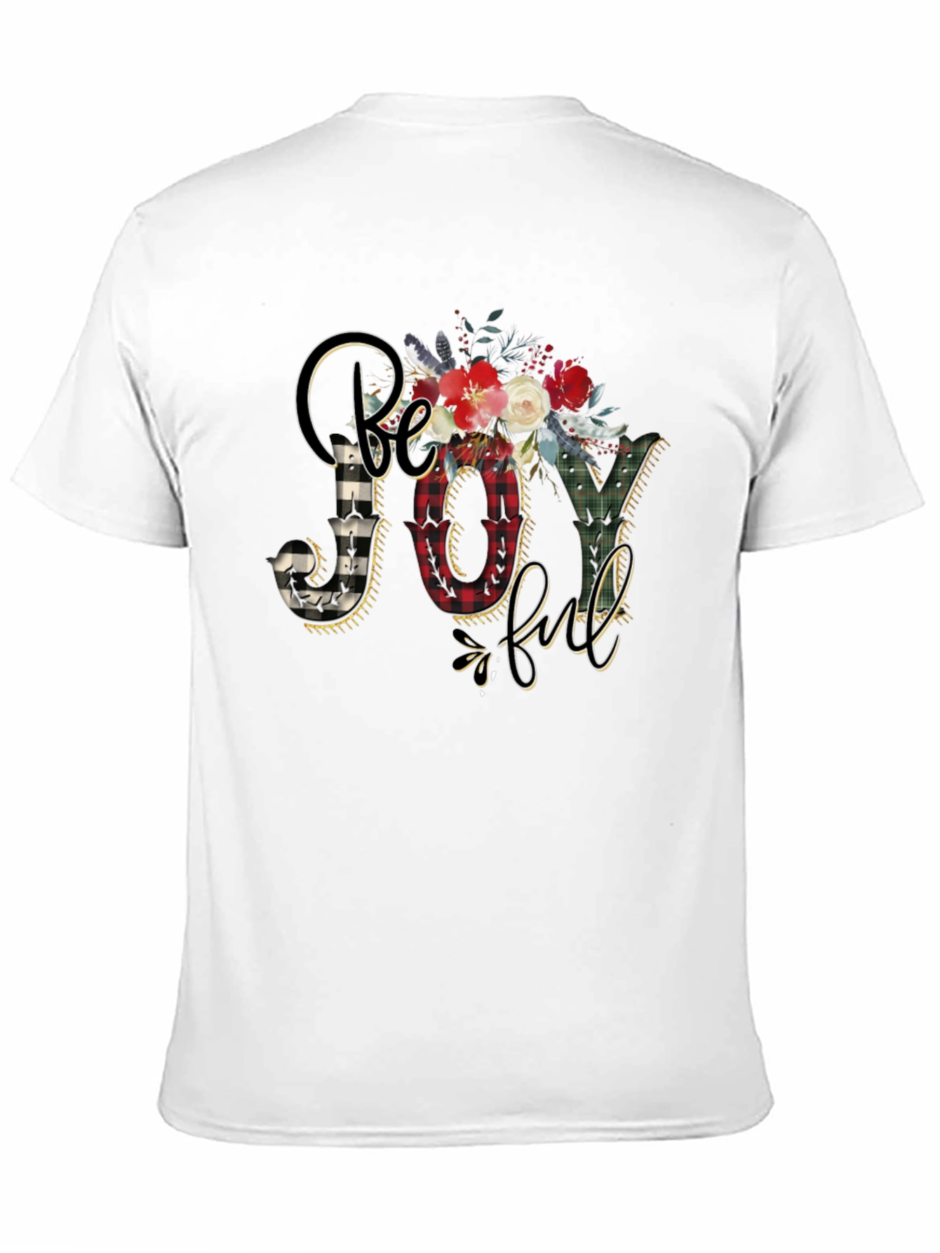 Be Joyful Floral Plaid Graphic Tee