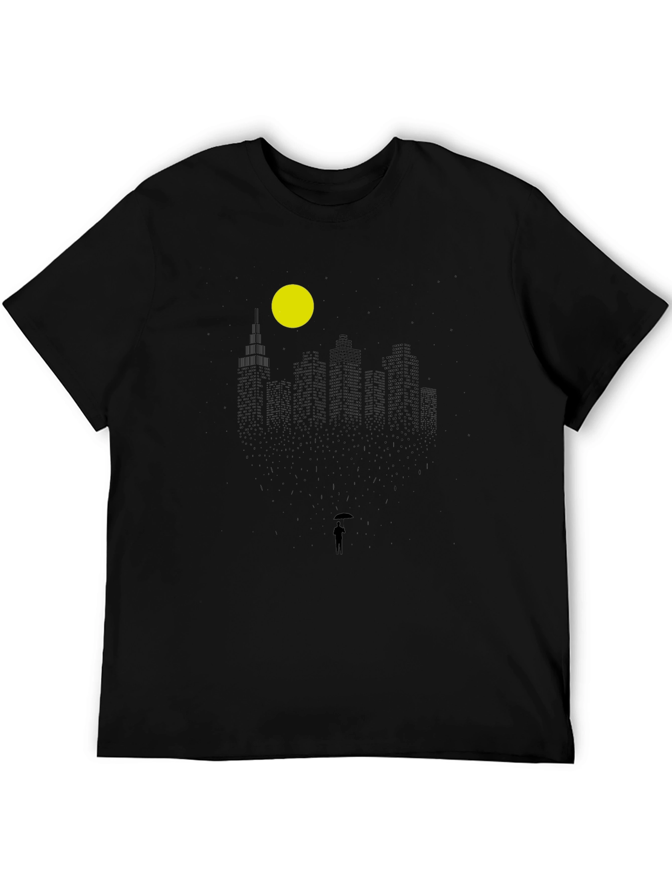 Rainy Cityscape Graphic Tee - Black