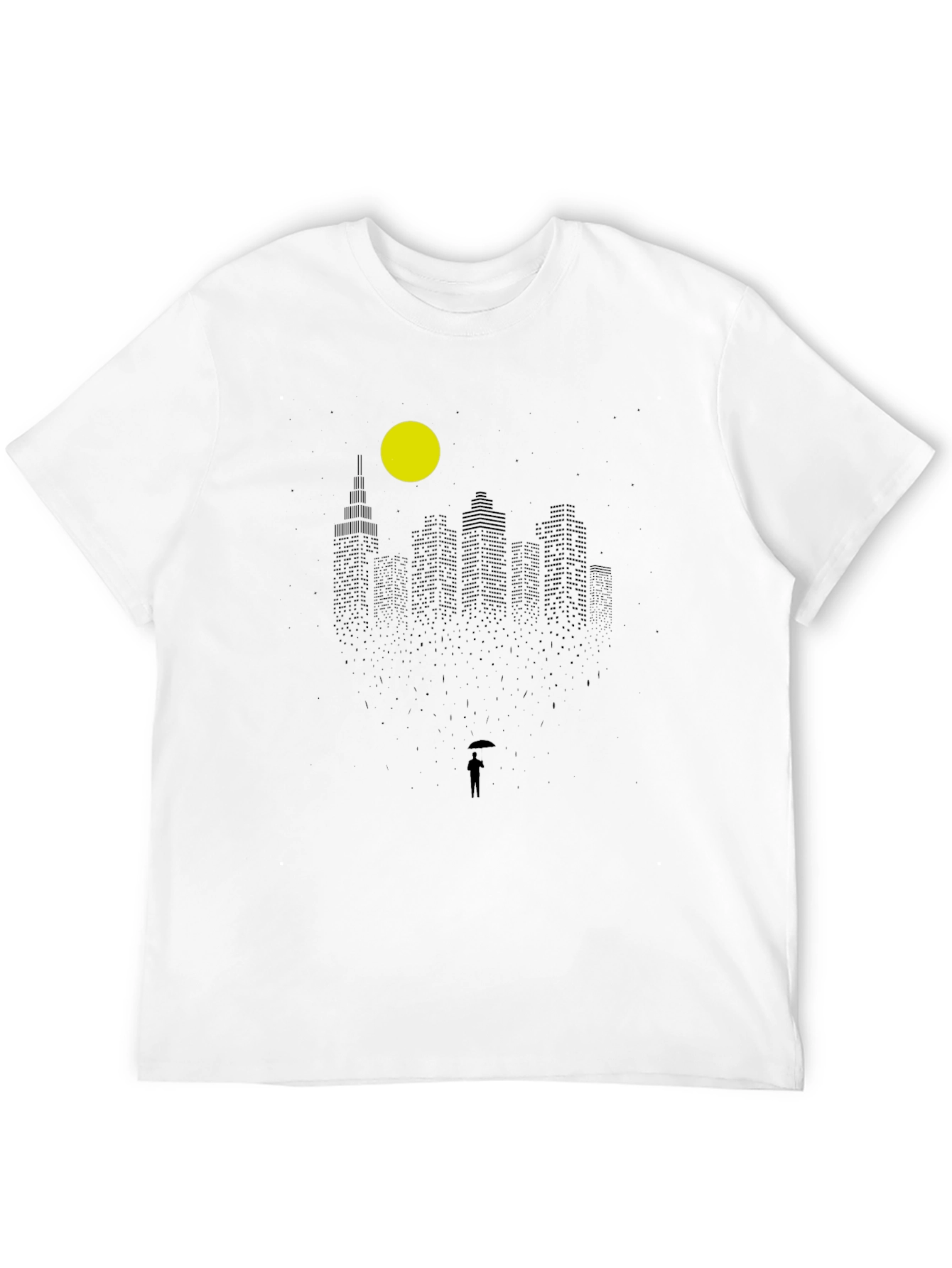 Rainy Cityscape Graphic Tee - Black