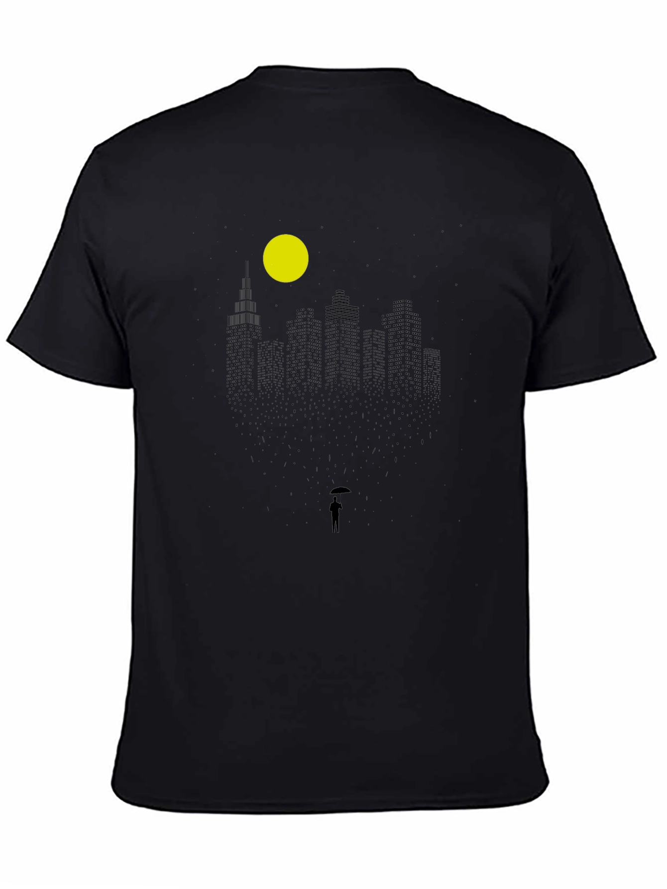 Rainy Cityscape Graphic Tee - Black