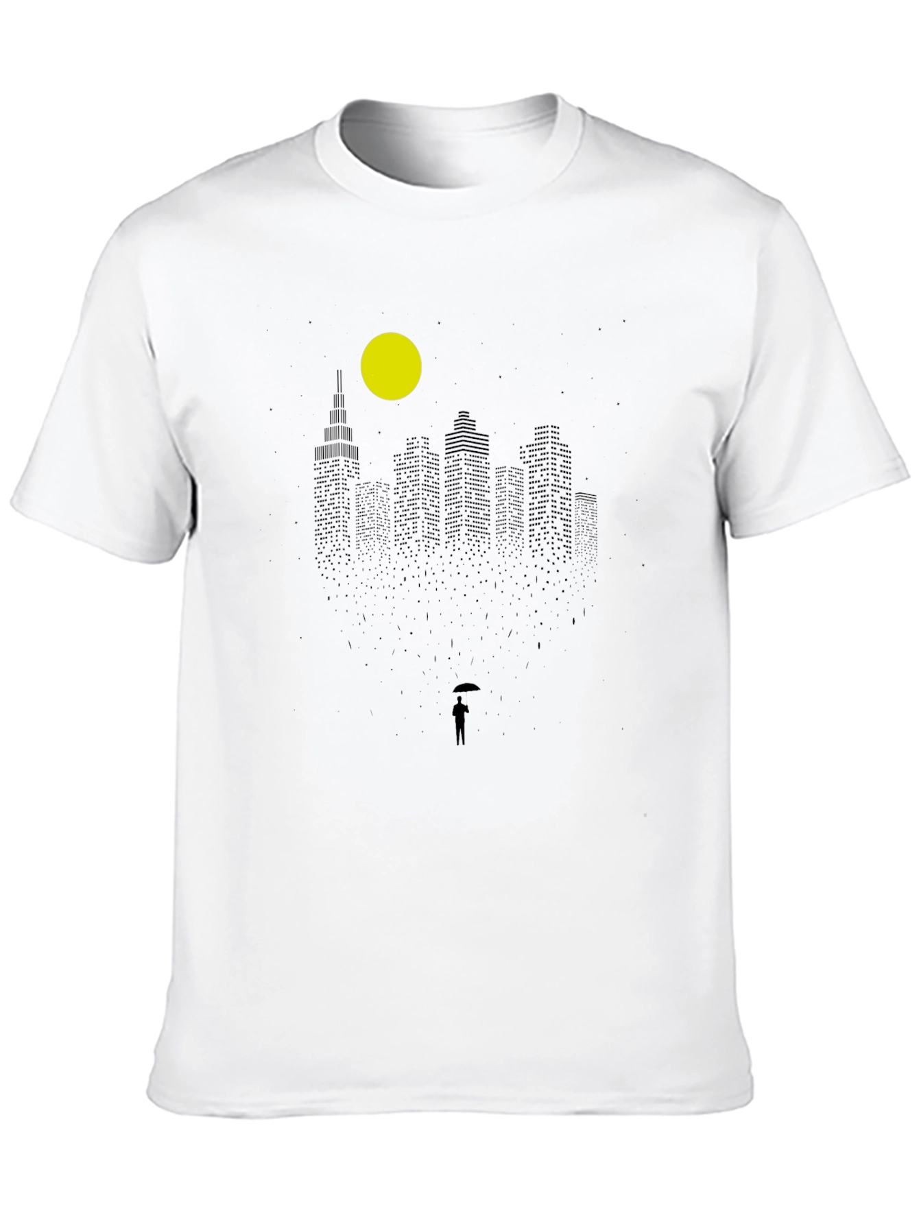 Rainy Cityscape Graphic Tee - Black
