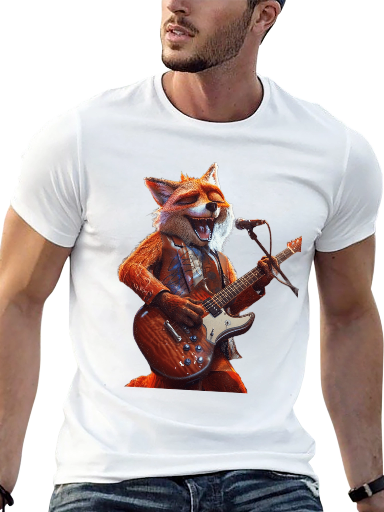Fox Guitarist Graphic Tee - Rocking Style