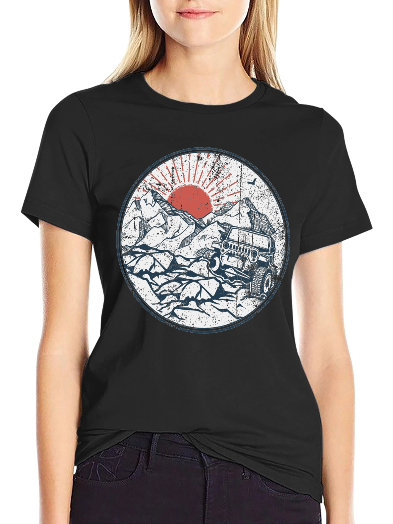 Off-Road Adventure Tee - Mountain Sunset Jeep Design
