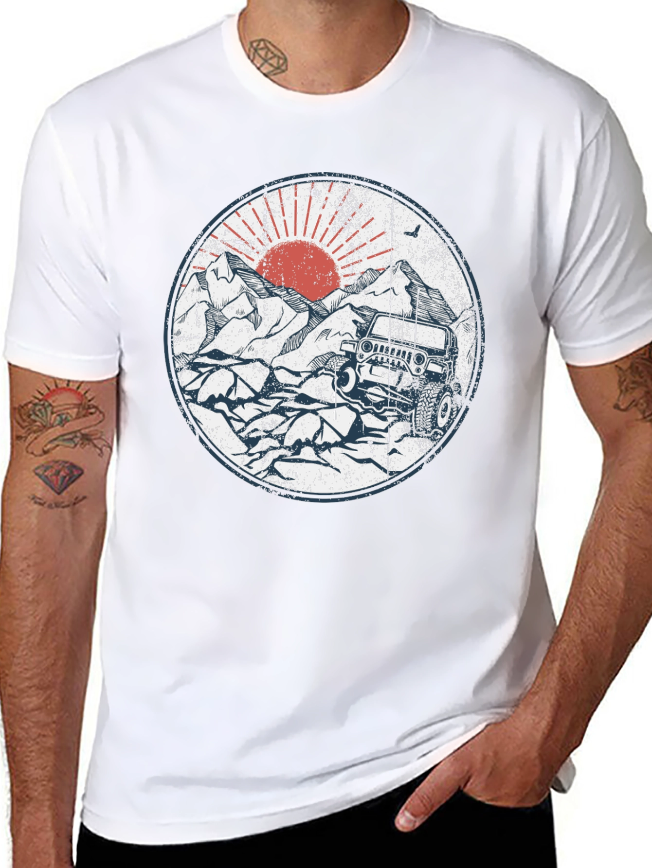 Off-Road Adventure Tee - Mountain Sunset Jeep Design