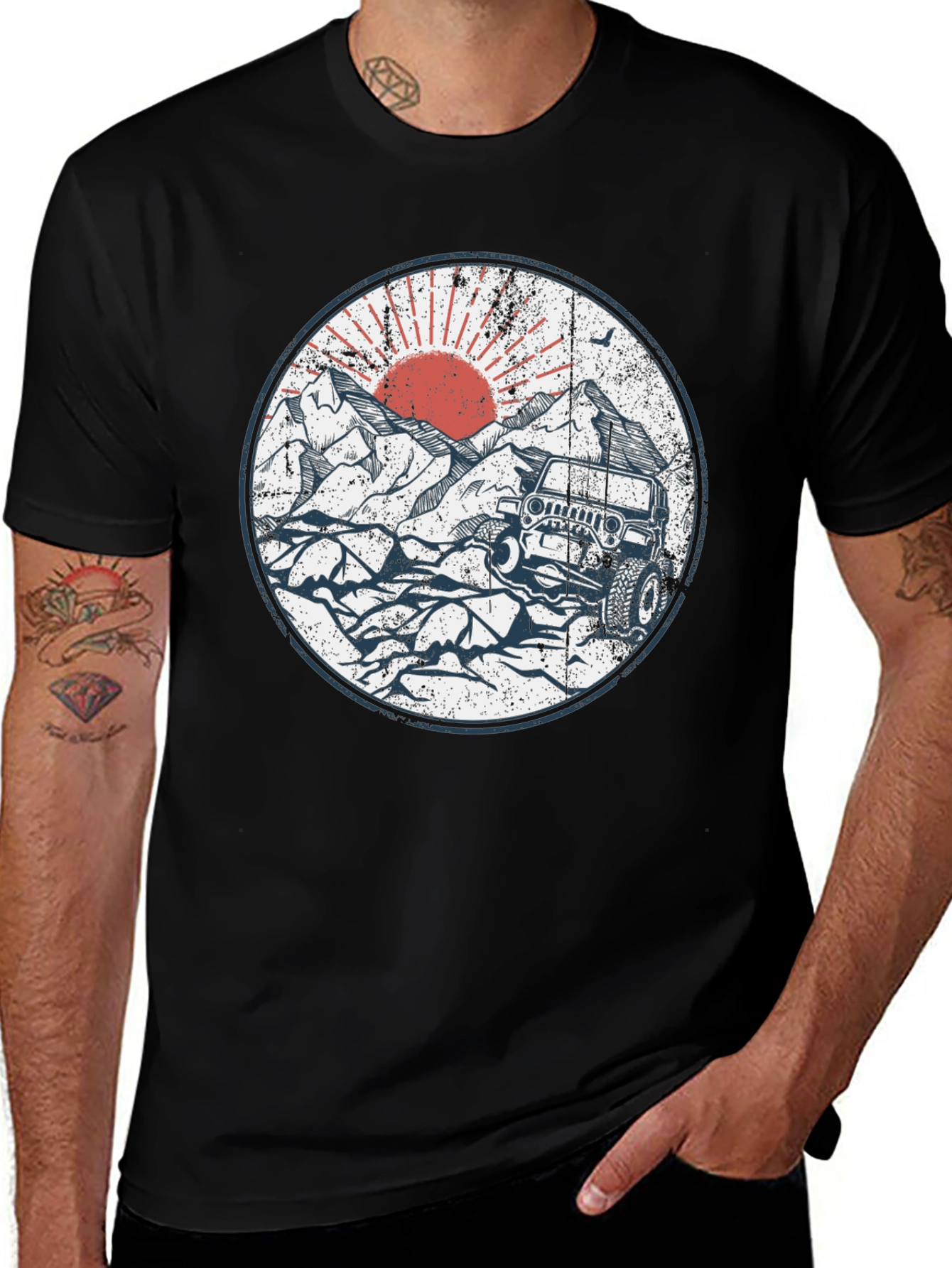 Off-Road Adventure Tee - Mountain Sunset Jeep Design