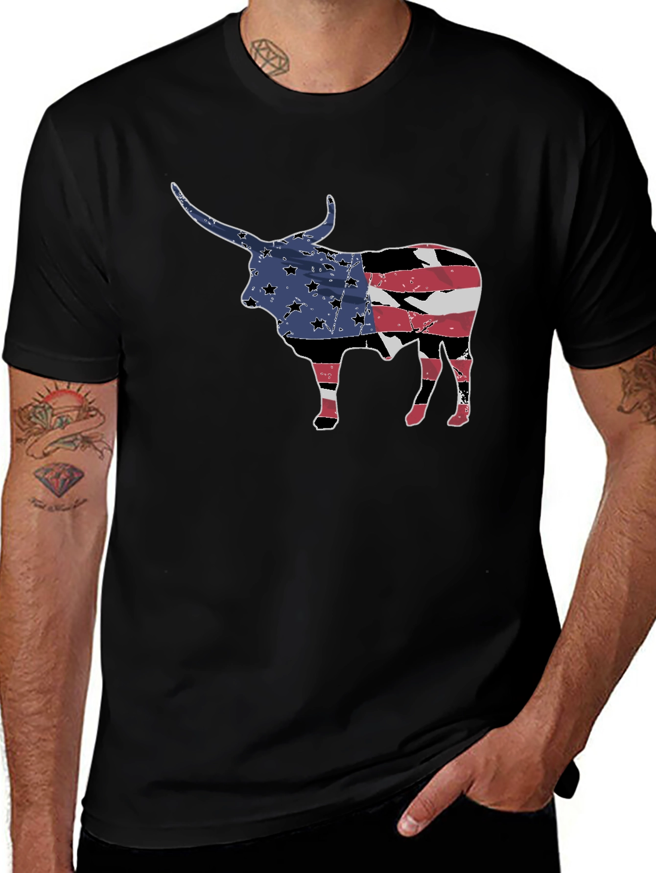 American Flag Bull Graphic Tee