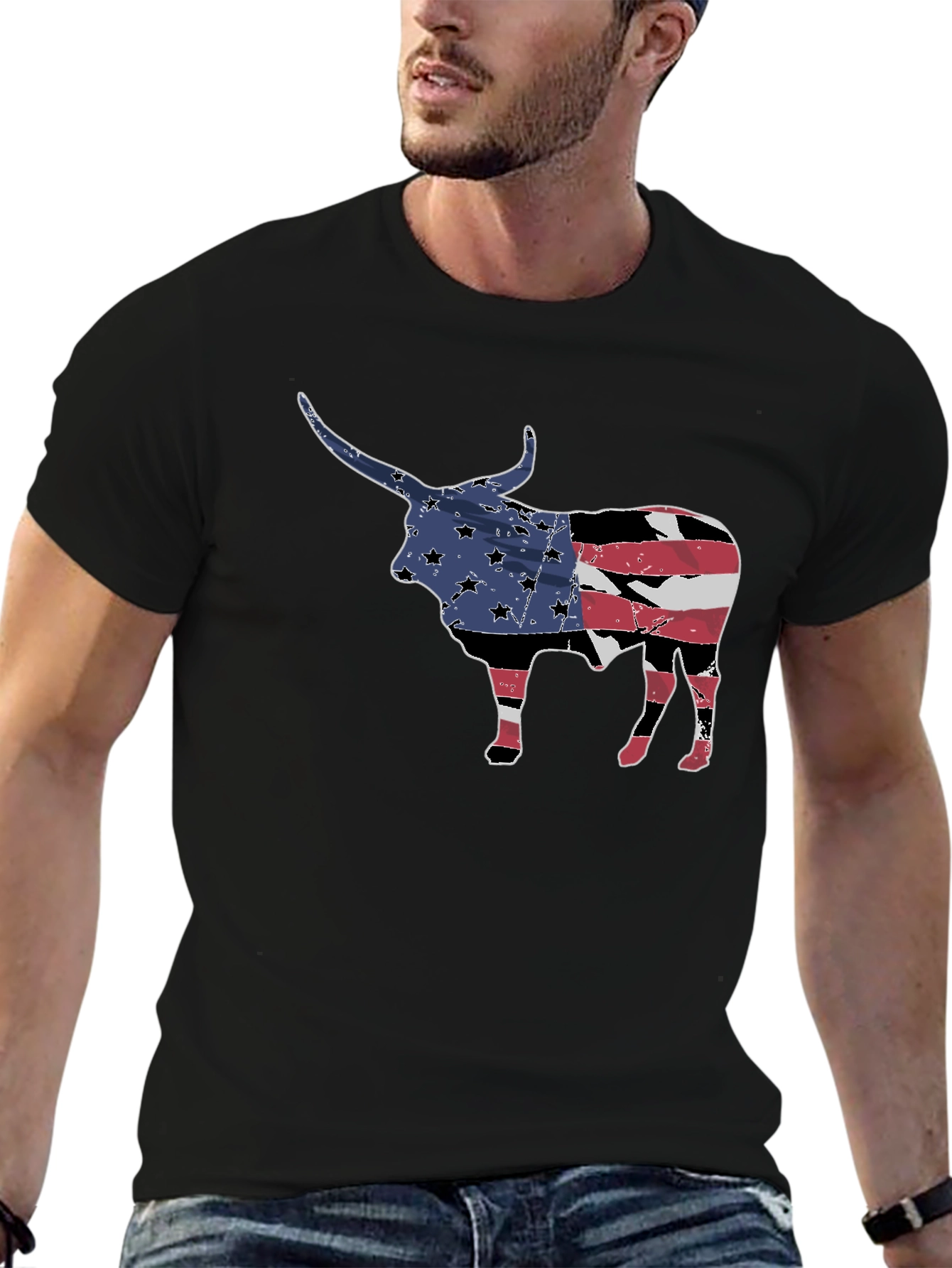 American Flag Bull Graphic Tee