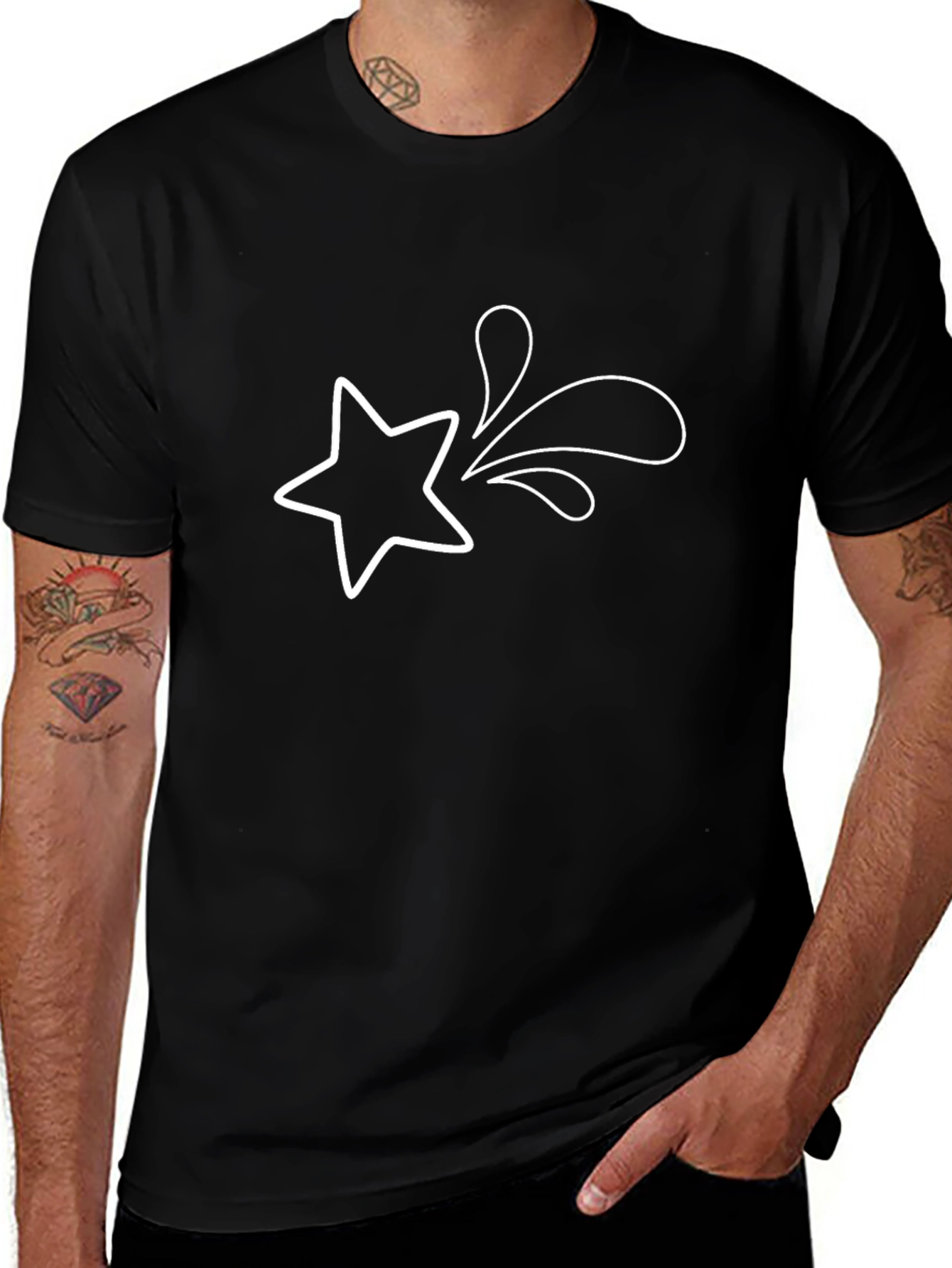 Shooting Star Graphic Tee - Black Cotton Comfort