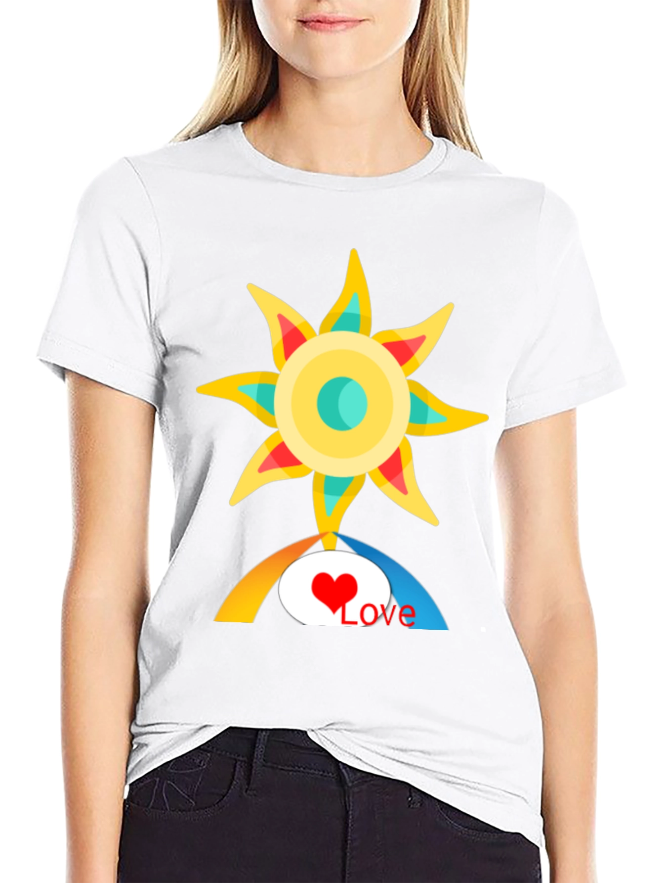 Love Sun Graphic Tee - Black Cotton T-Shirt