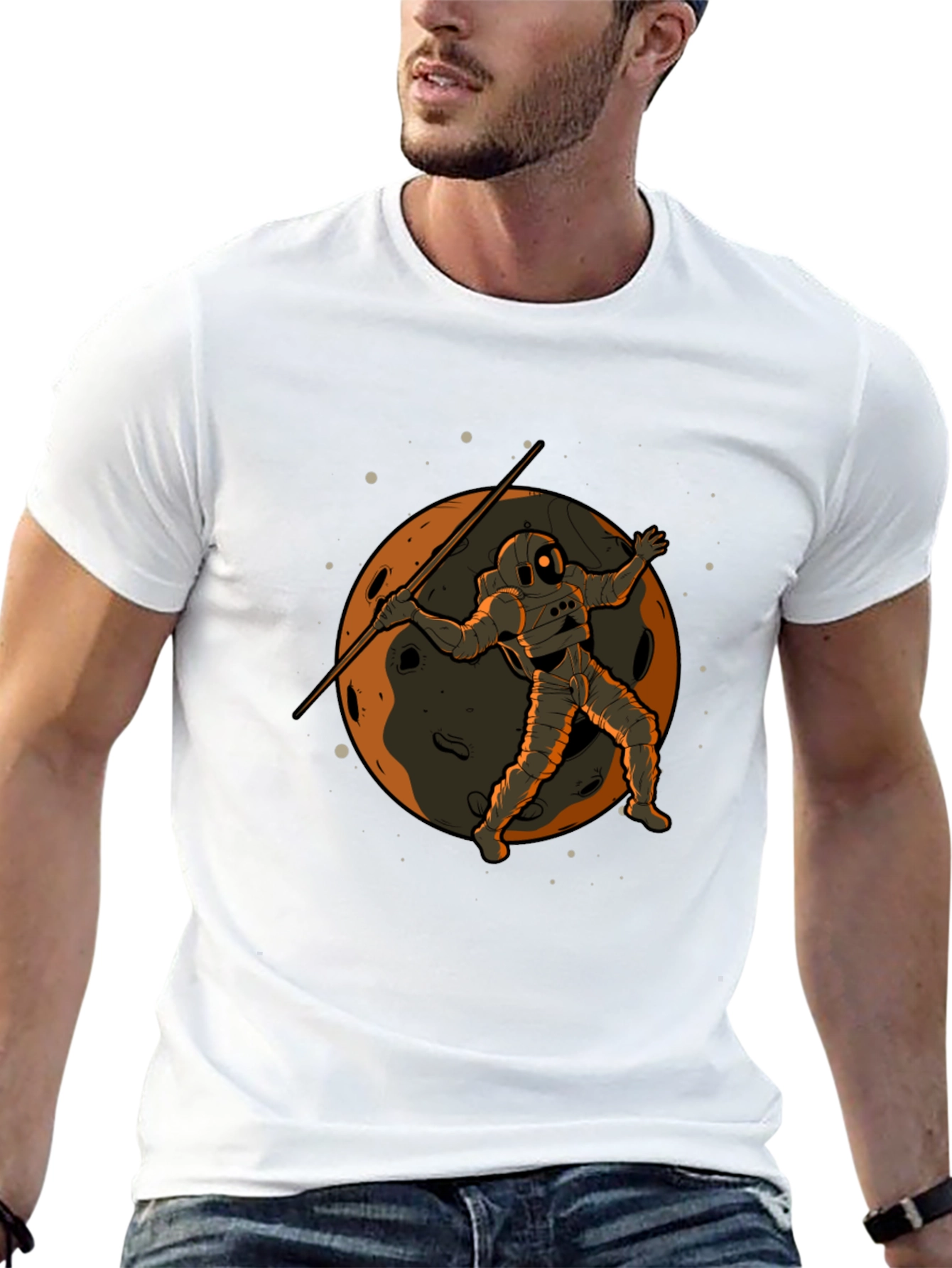 Astronaut Moon Spear Black T-Shirt