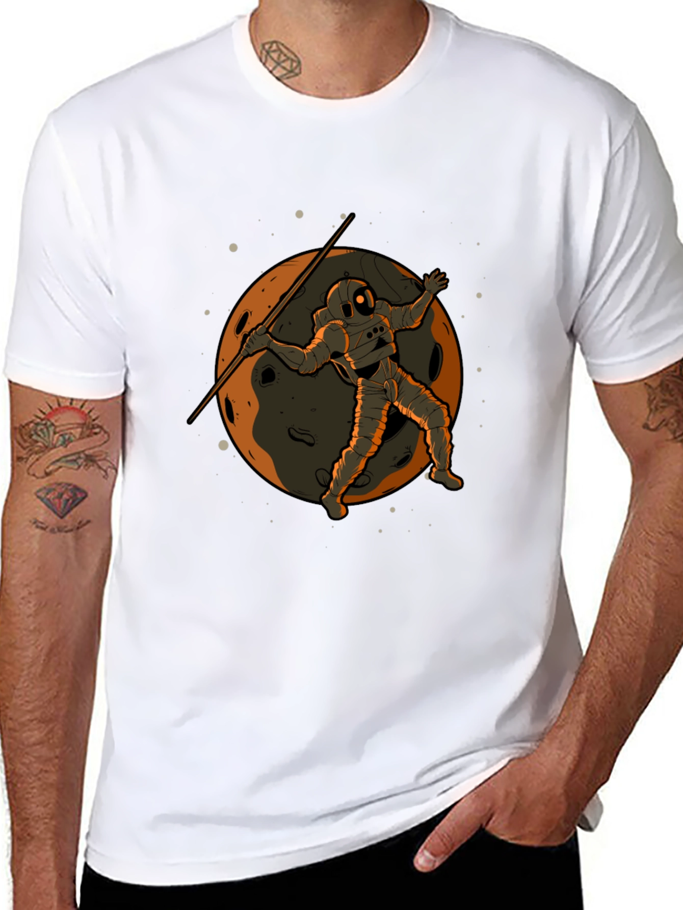 Astronaut Moon Spear Black T-Shirt