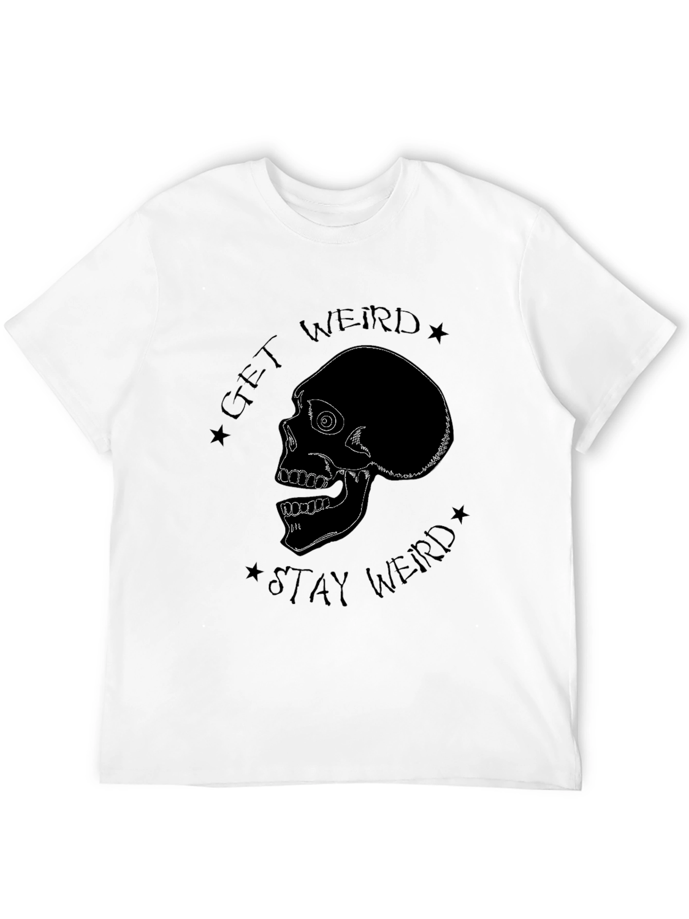 Get Weird Skull Graphic Black T-Shirt