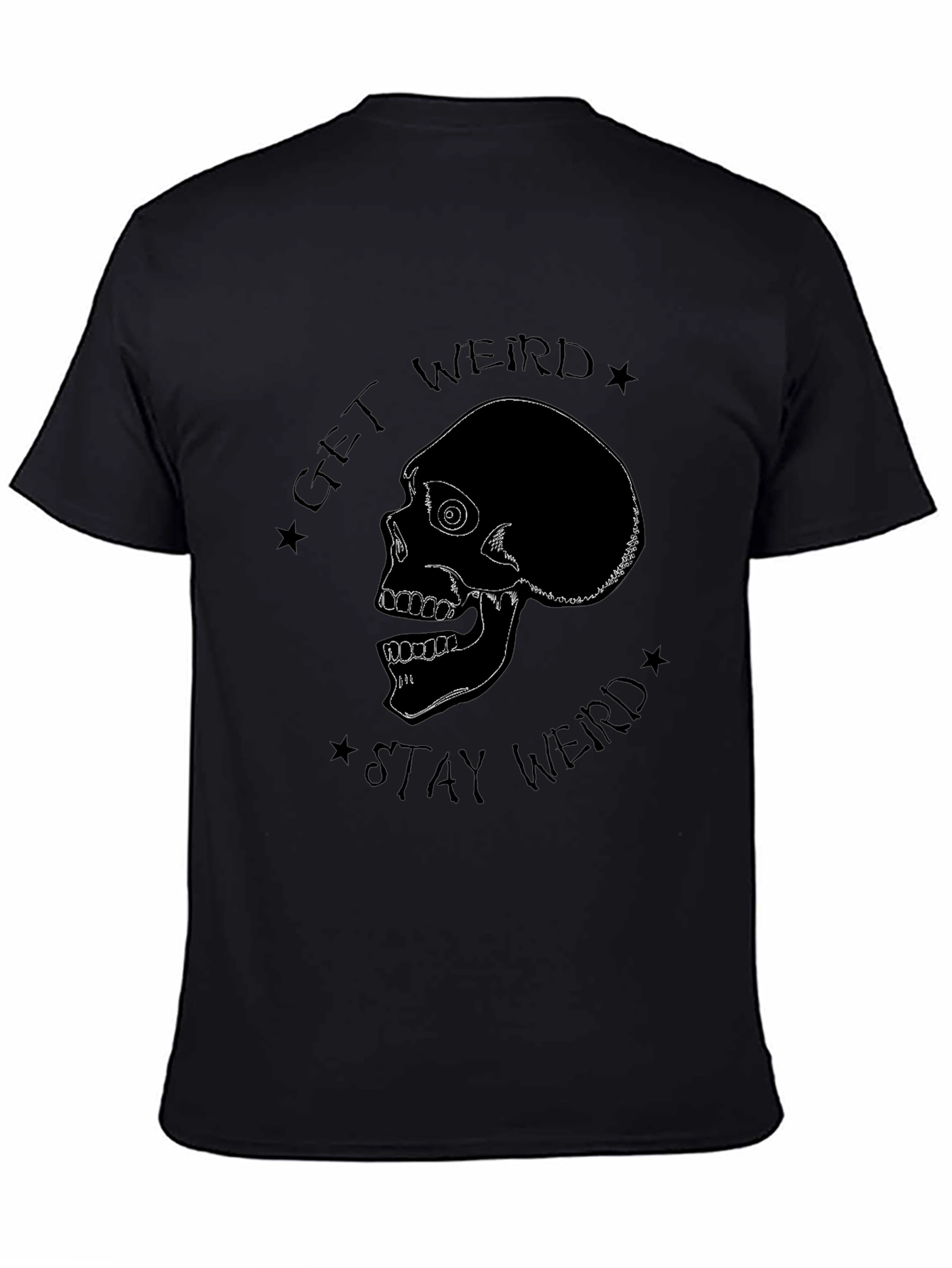 Get Weird Skull Graphic Black T-Shirt