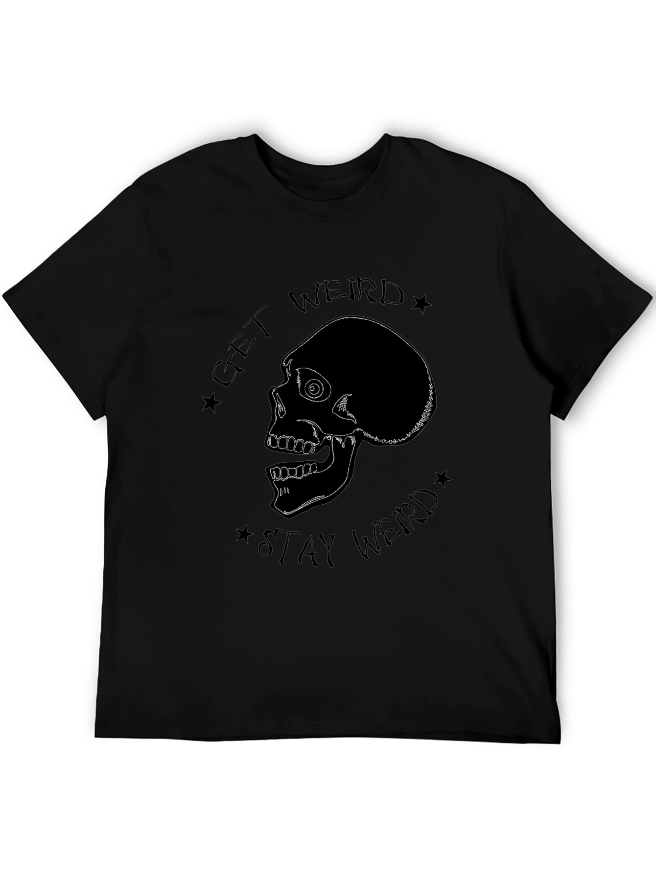Get Weird Skull Graphic Black T-Shirt