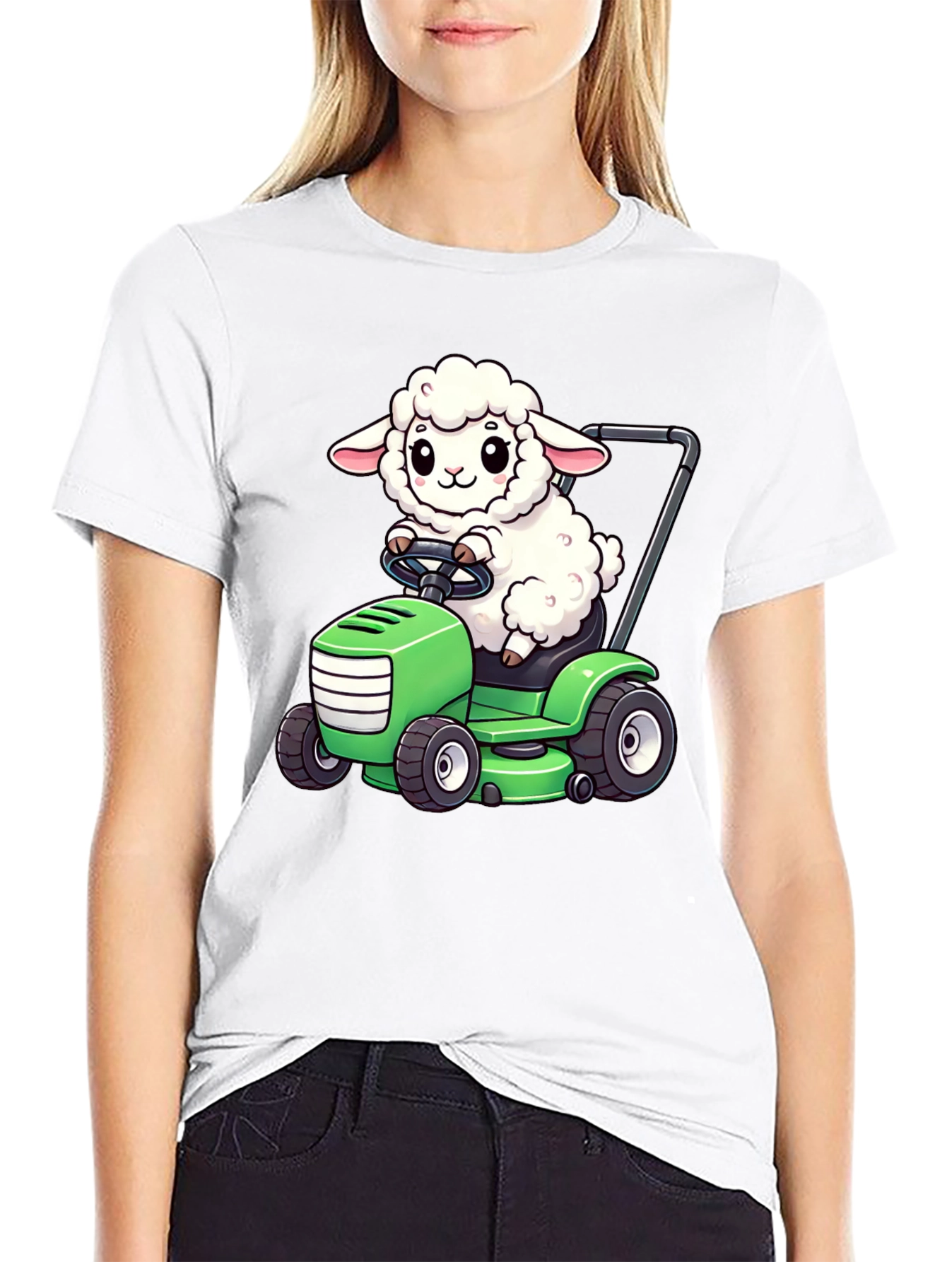 Cute Sheep Lawn Mower Graphic Tee