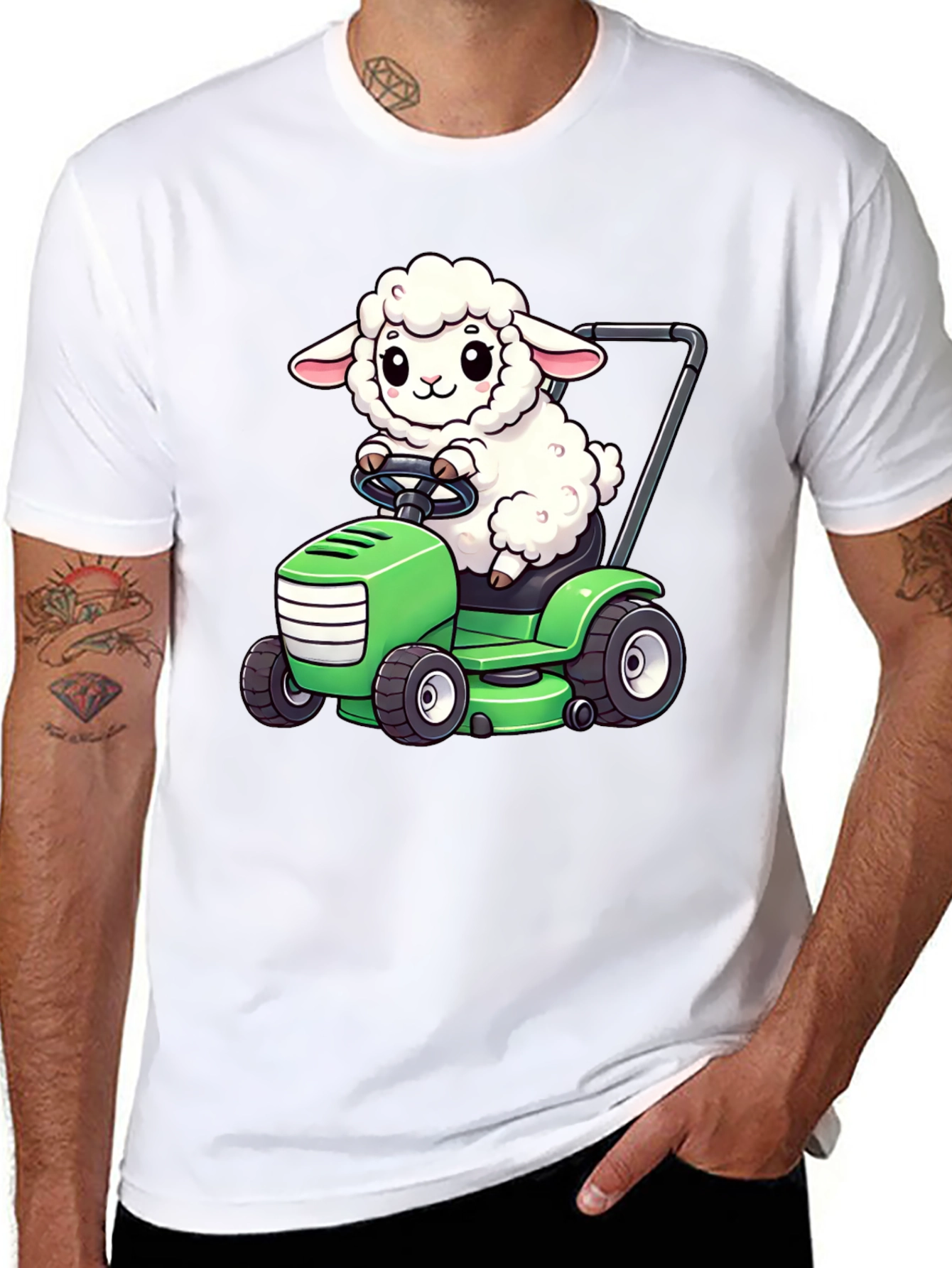 Cute Sheep Lawn Mower Graphic Tee