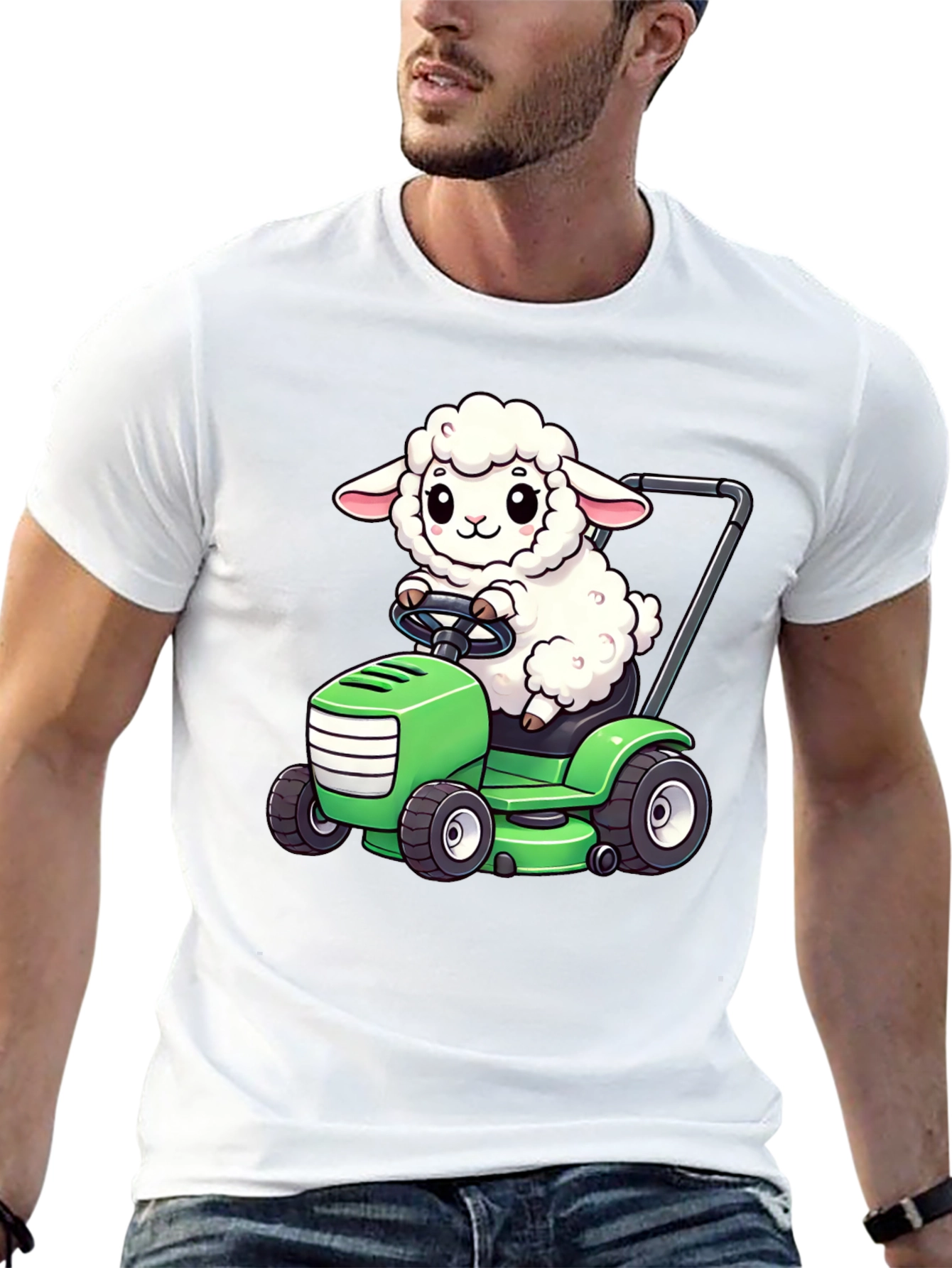 Cute Sheep Lawn Mower Graphic Tee
