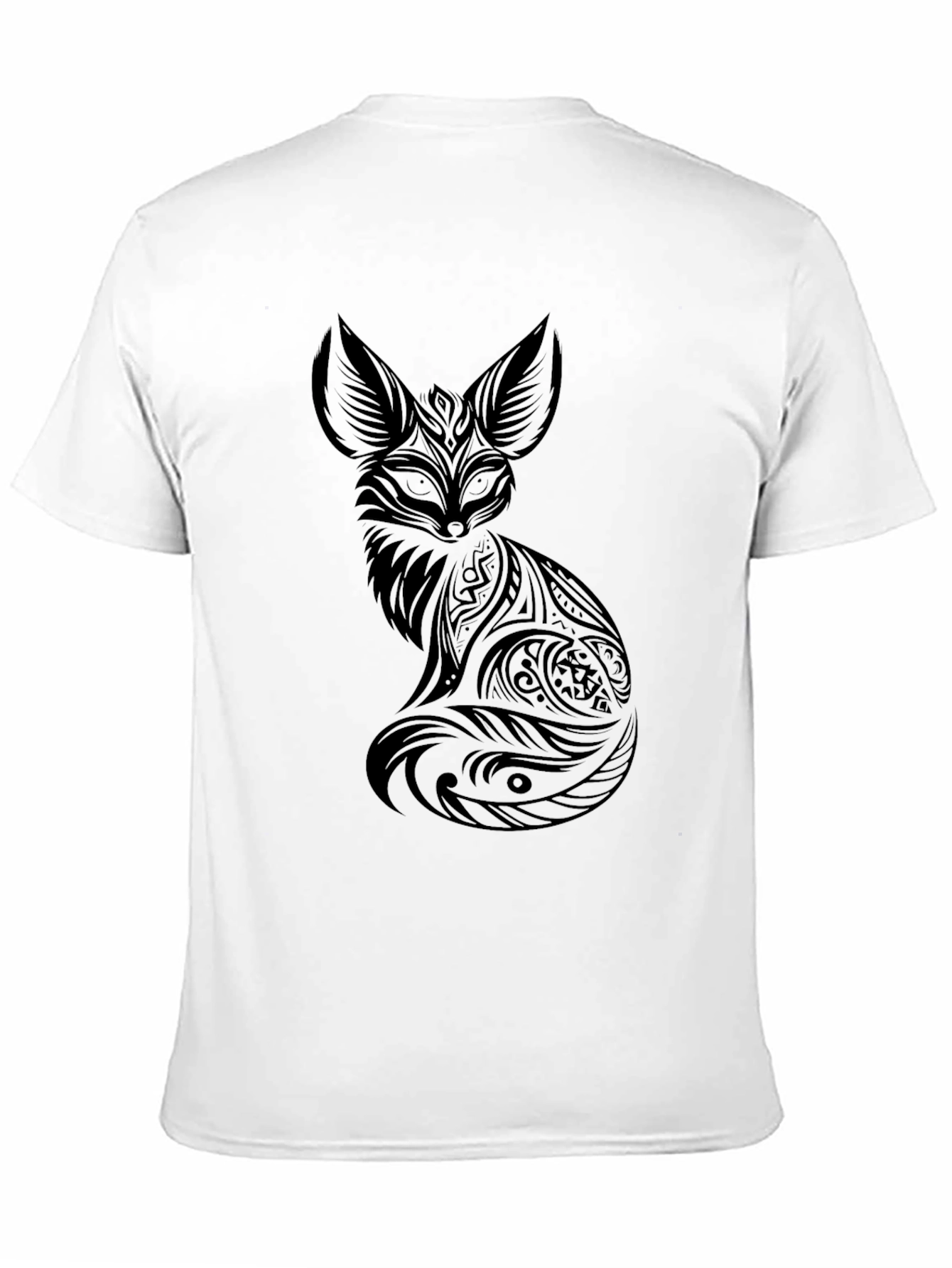 Tribal Fox Graphic Black T-Shirt - Cool Design