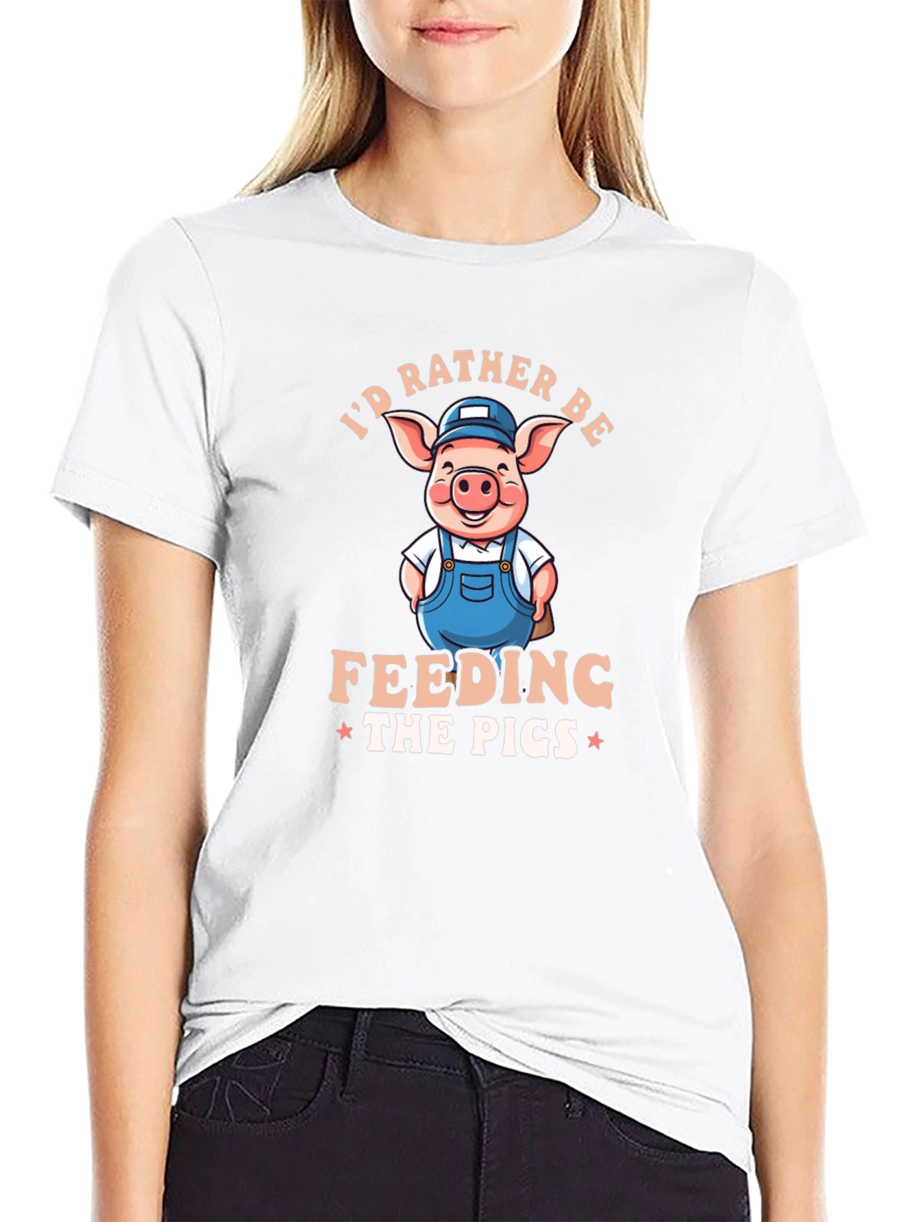 Id Rather Be Feeding The Pigs Black T-Shirt