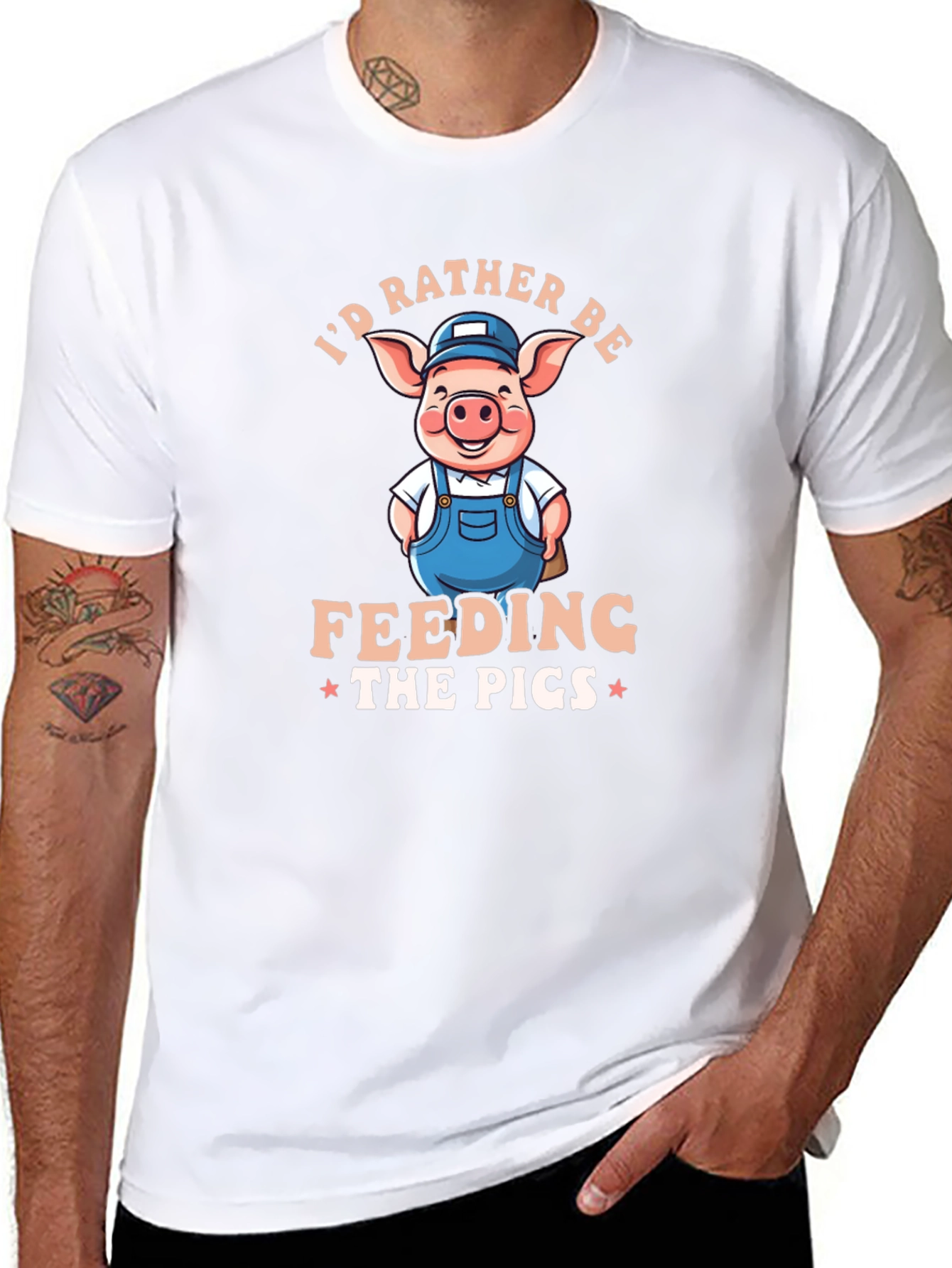 Id Rather Be Feeding The Pigs Black T-Shirt