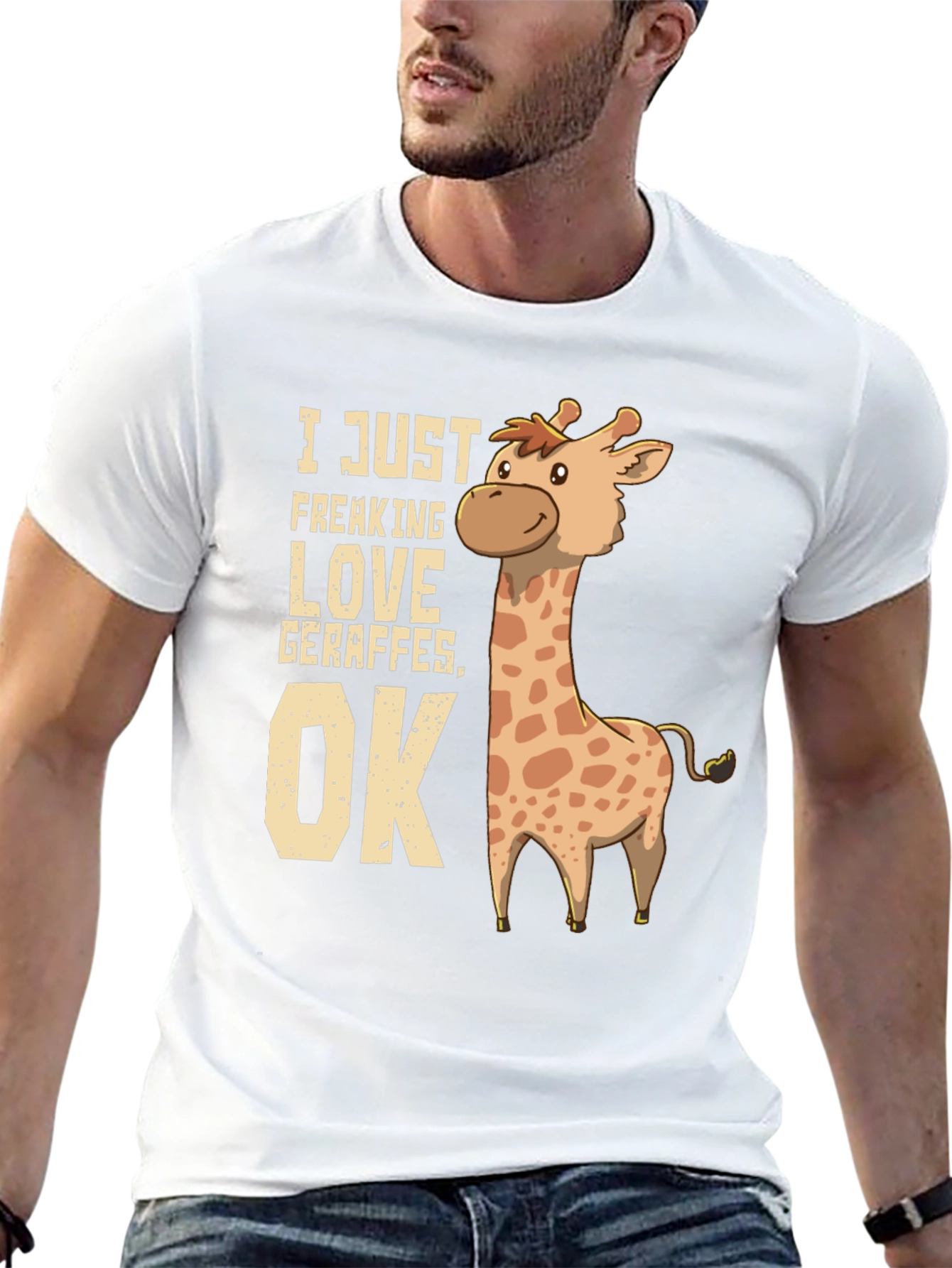 I Love Giraffes OK Black T-Shirt