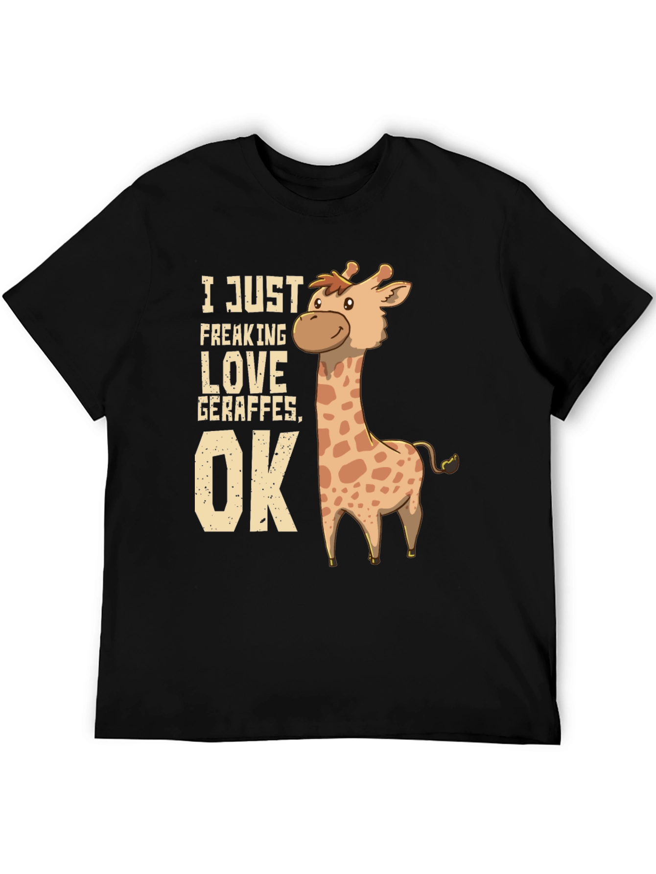 I Love Giraffes OK Black T-Shirt